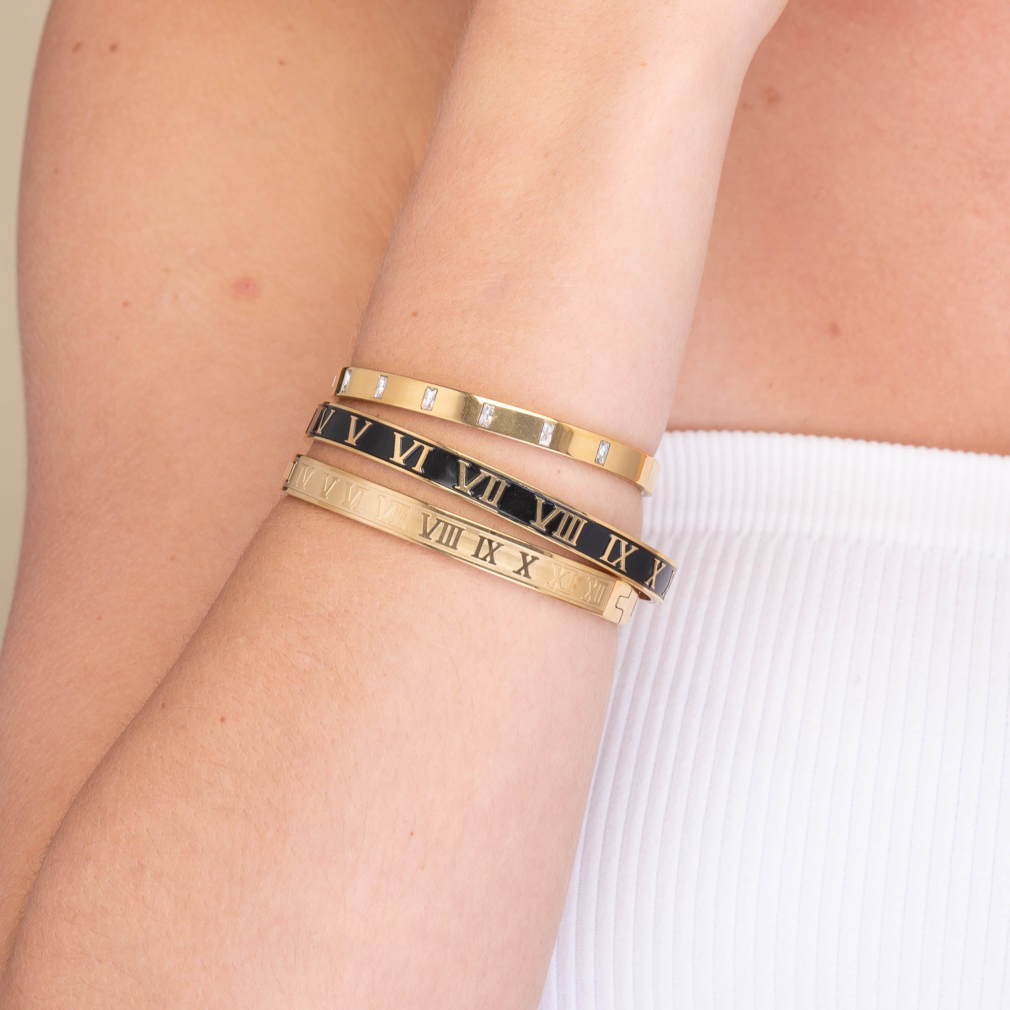 Roman Numerals Open Cuff Bangle - Camile & Stone