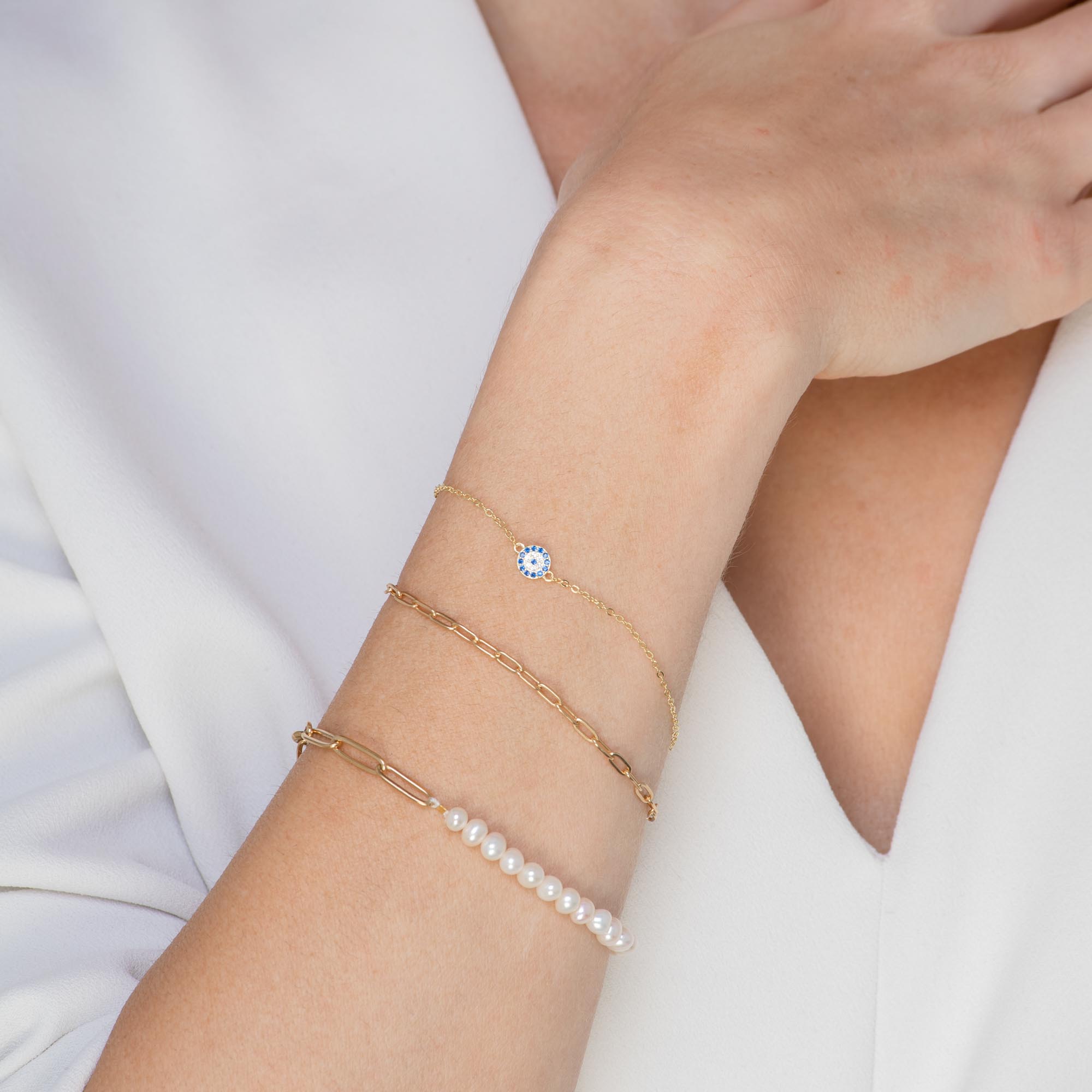 Round Evil Eye Pave Bracelet - Camile & Stone