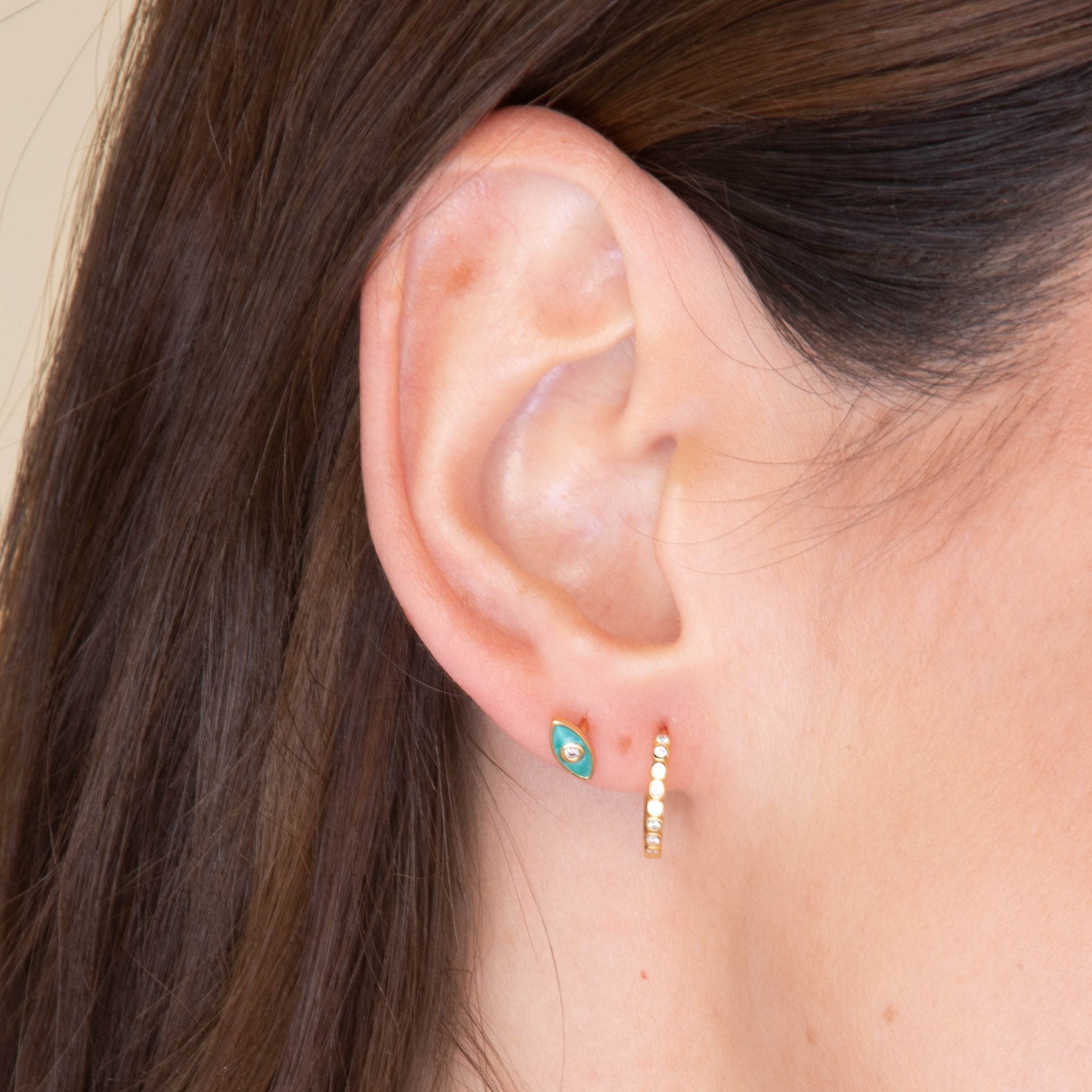 Round Sappphire Huggie Hoops - Camile & Stone