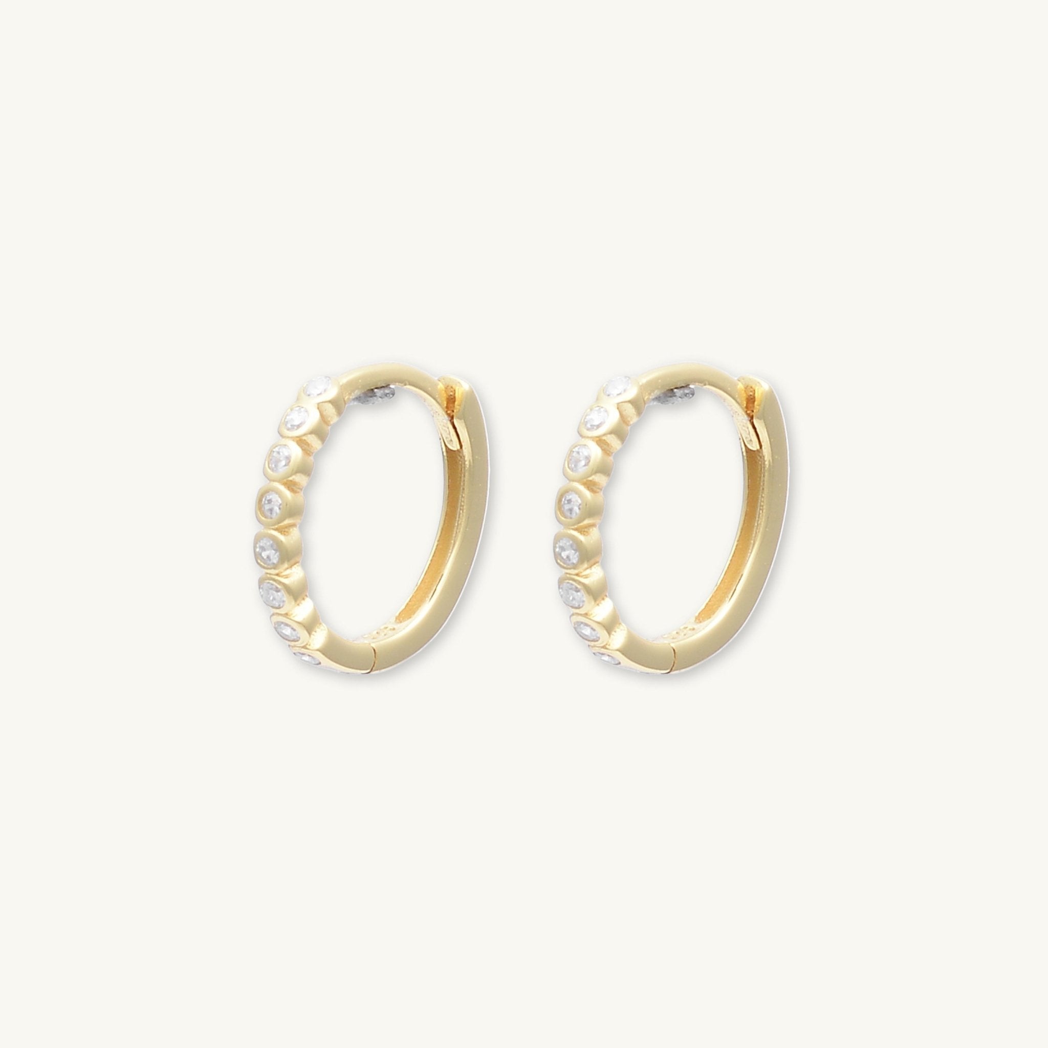 Round Sappphire Huggie Hoops - Camile & Stone