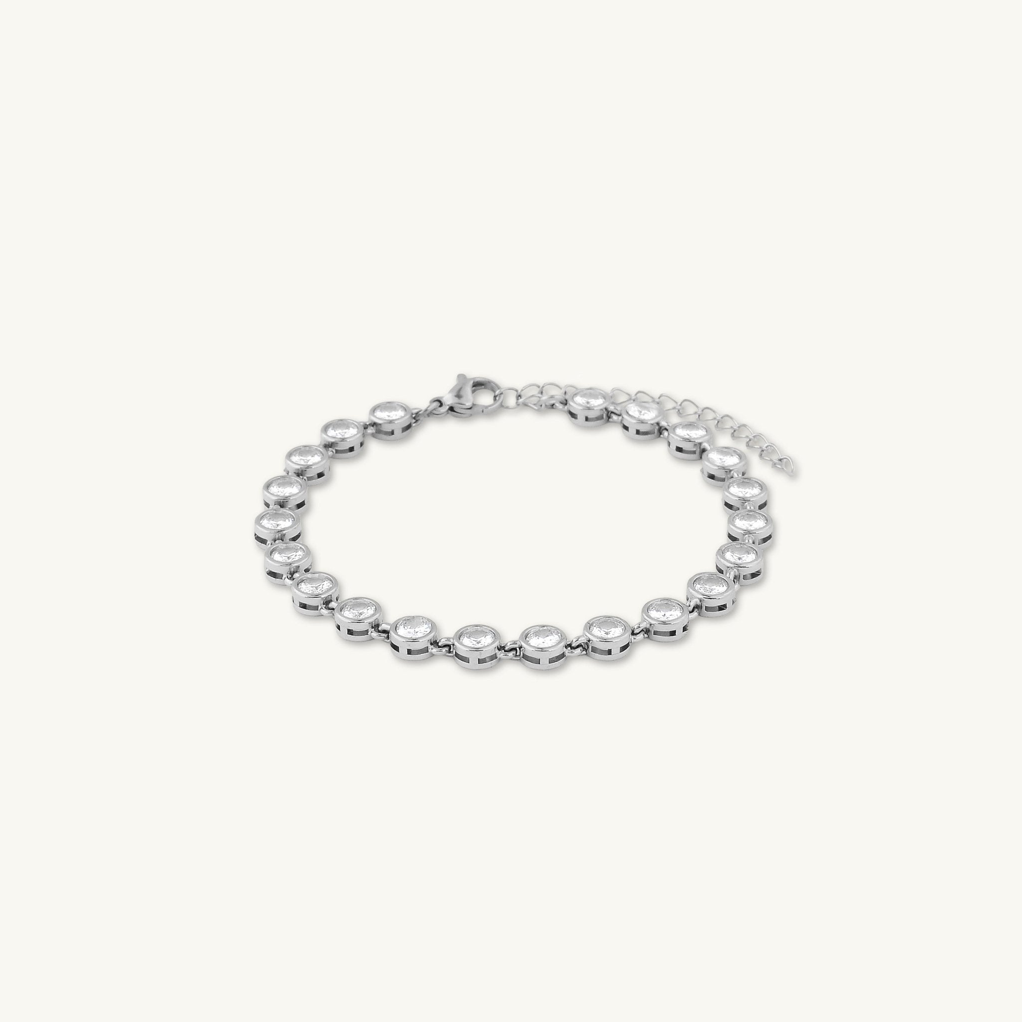 Round Tennis Sapphire Chain Bracelet - Camile & Stone