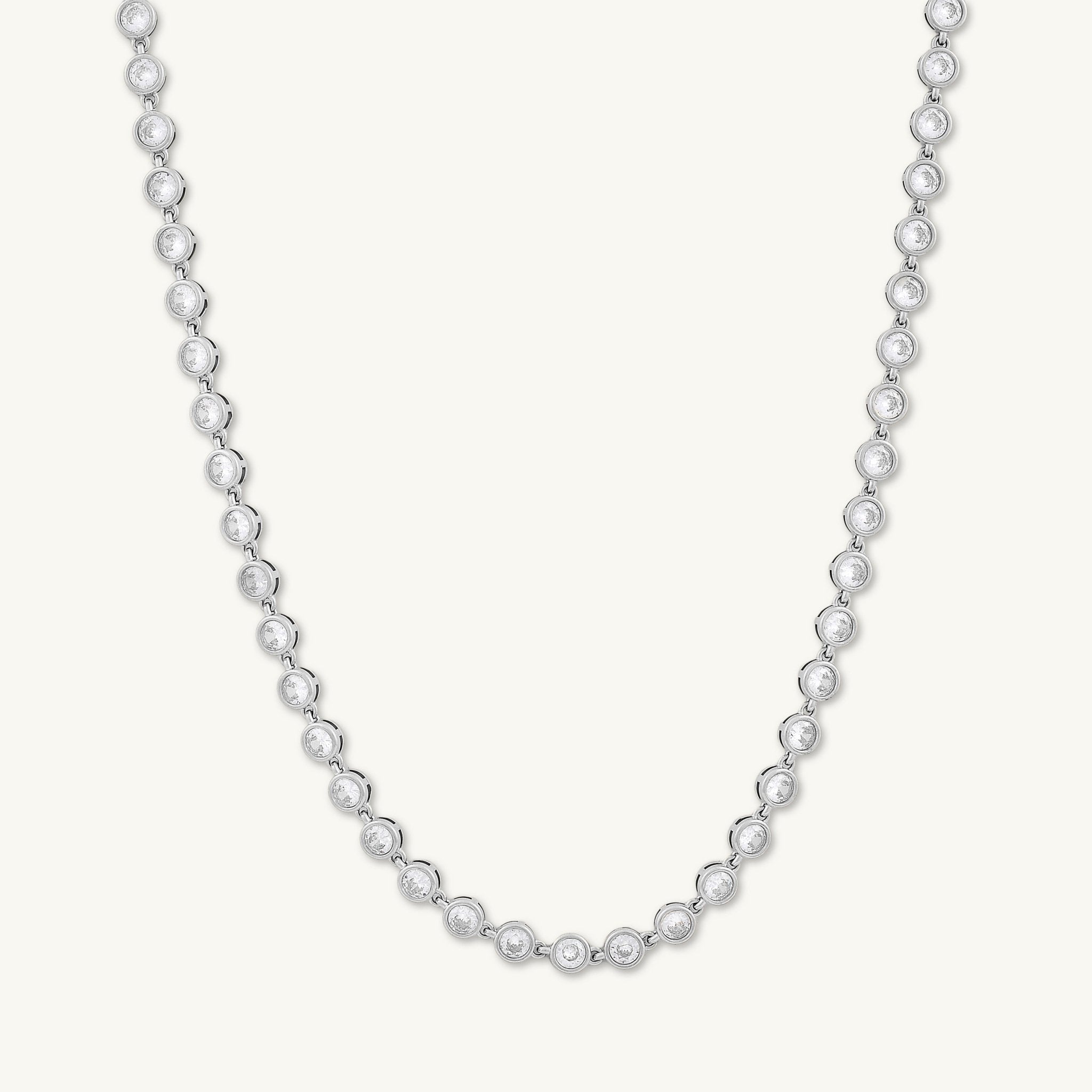 Round Tennis Sapphire Chain Necklace - Camile & Stone