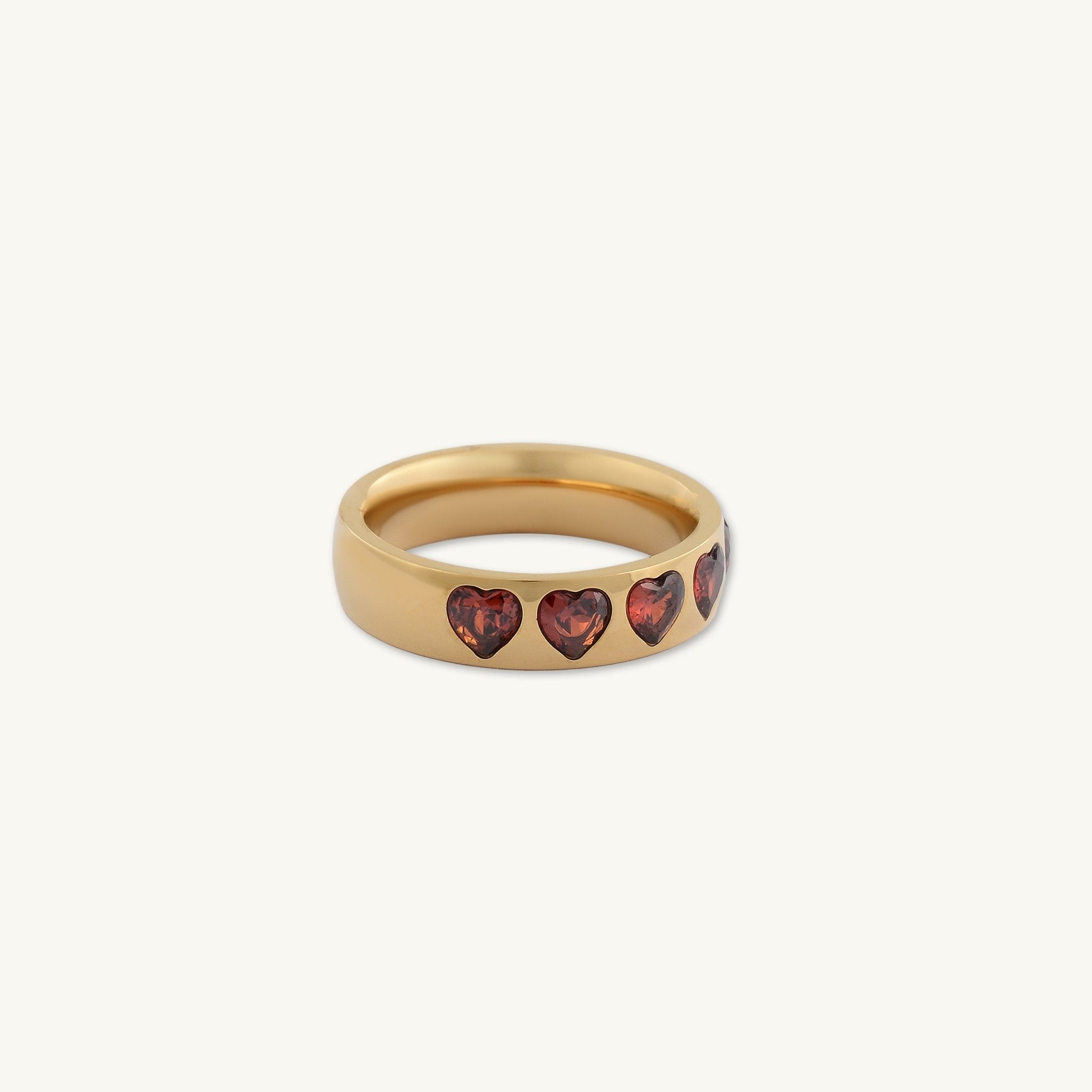 Ruby Red Heart Dome Ring - Camile & Stone