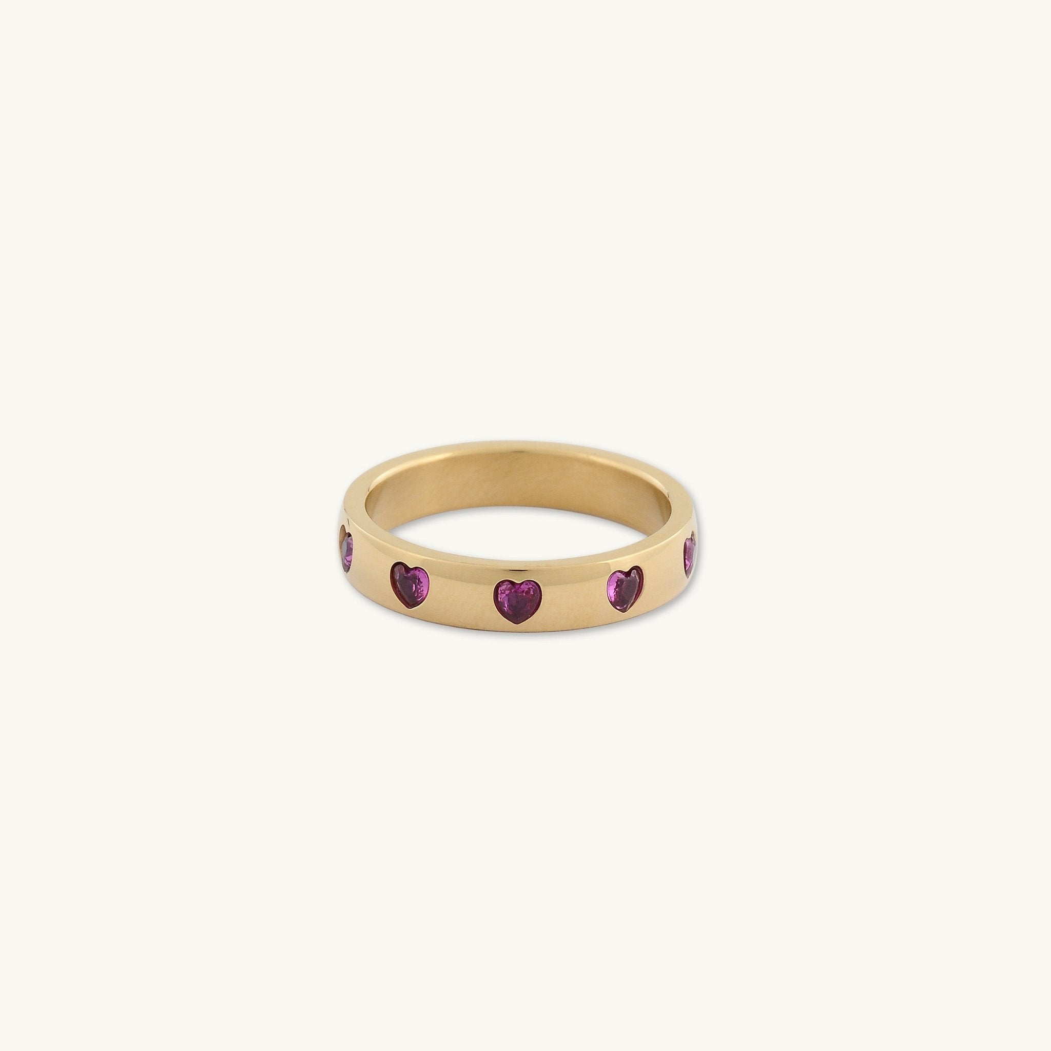Ruby Red Sapphire Heart Stacker Ring - Camile & Stone