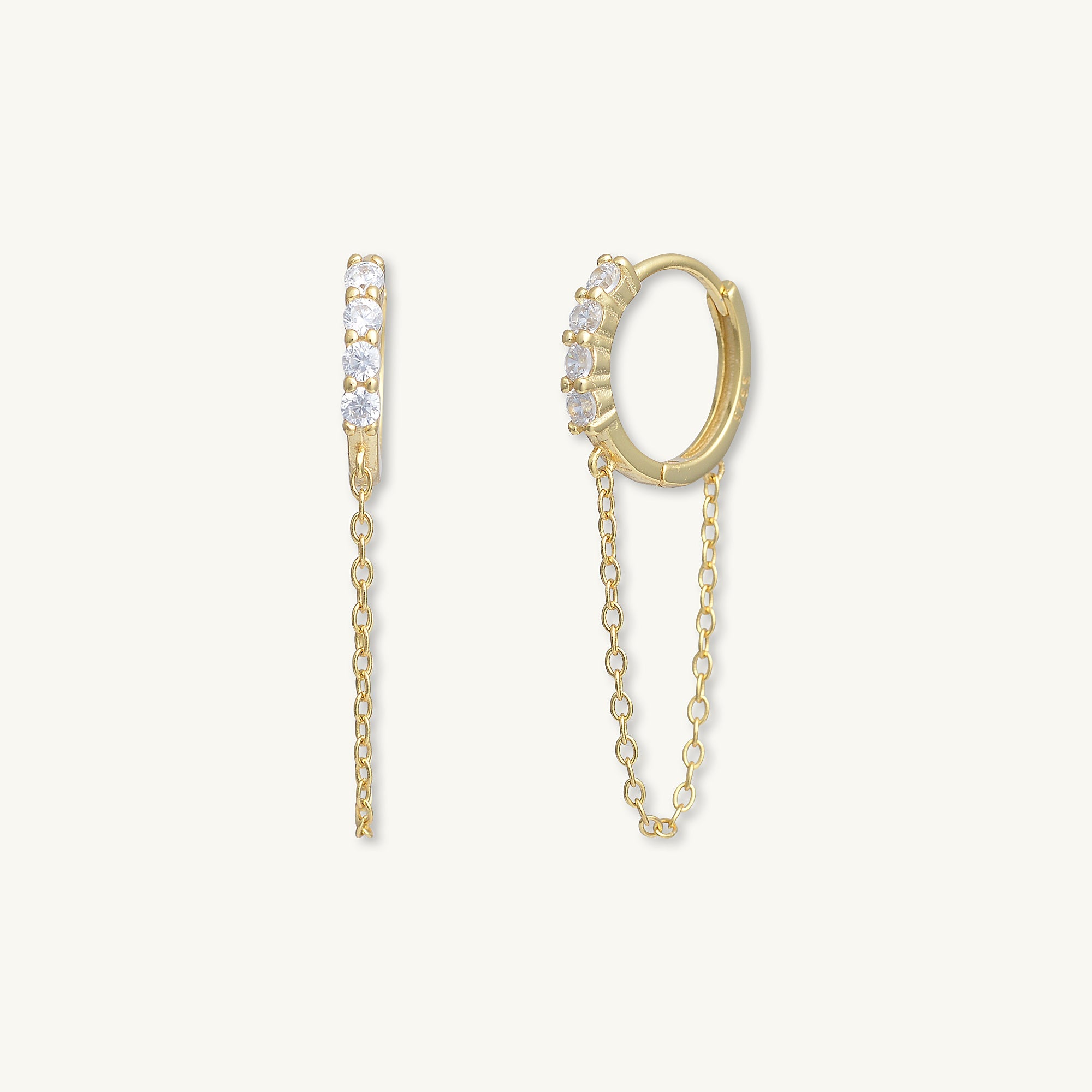 Sapphire Dangling Chain Huggie Earrings - Camile & Stone