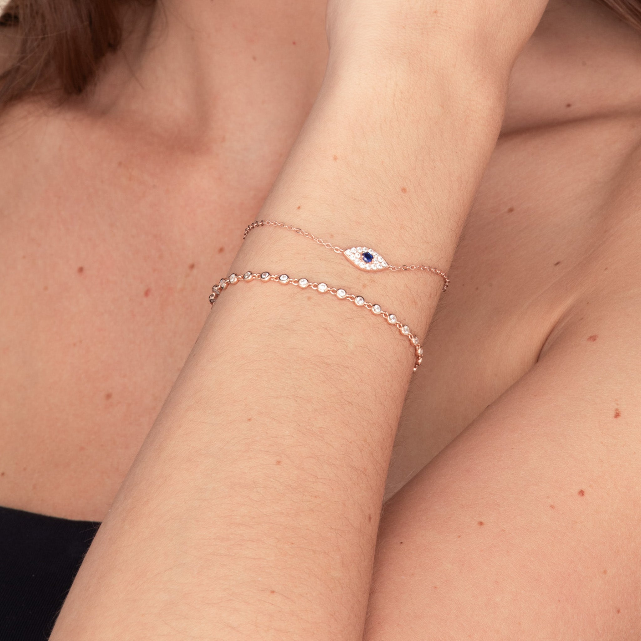 Sapphire Round Tennis Link Chain Bracelet - Camile & Stone