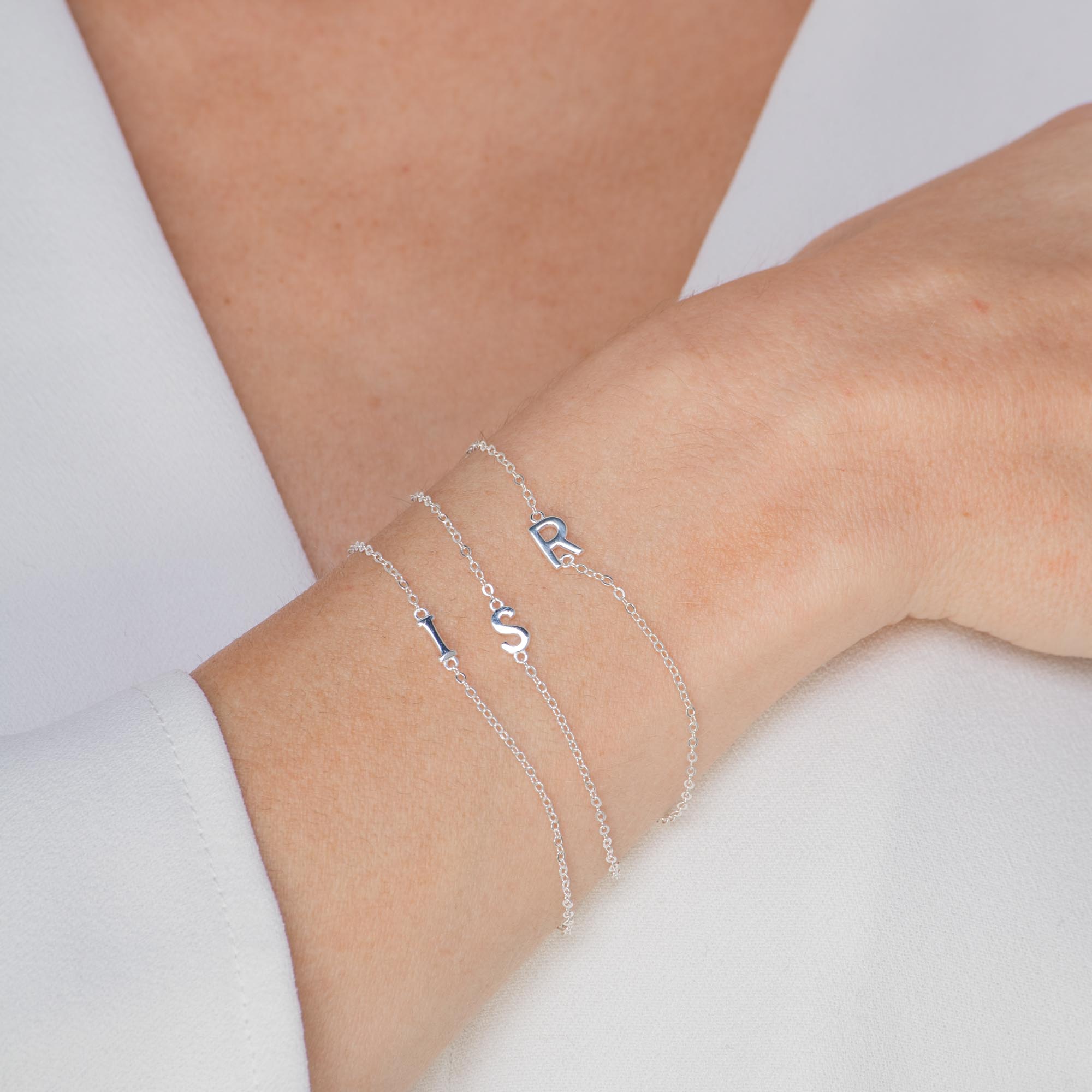 Sideways Single Initial Letter Bracelet - Camile & Stone