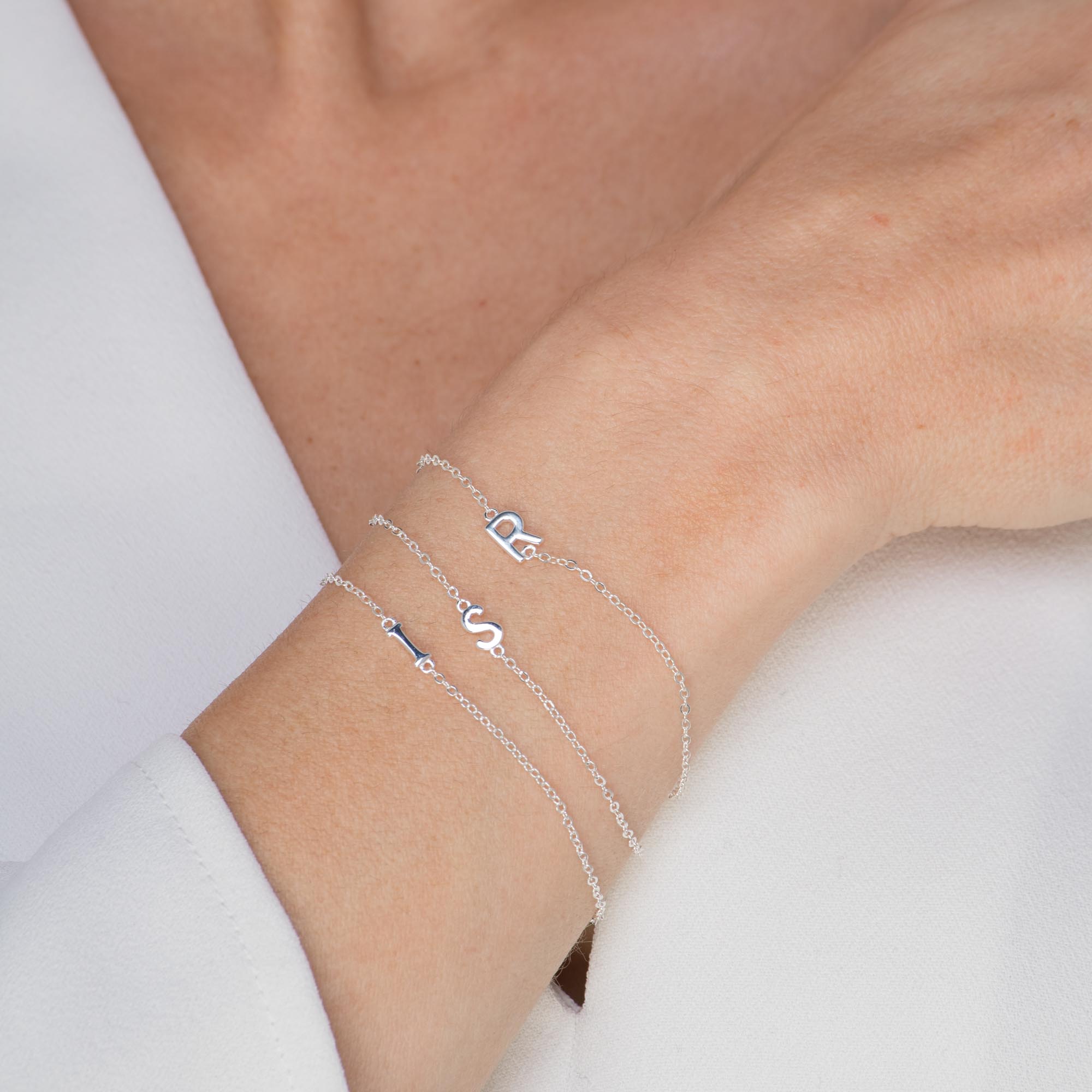 Sideways Single Initial Letter Bracelet - Camile & Stone