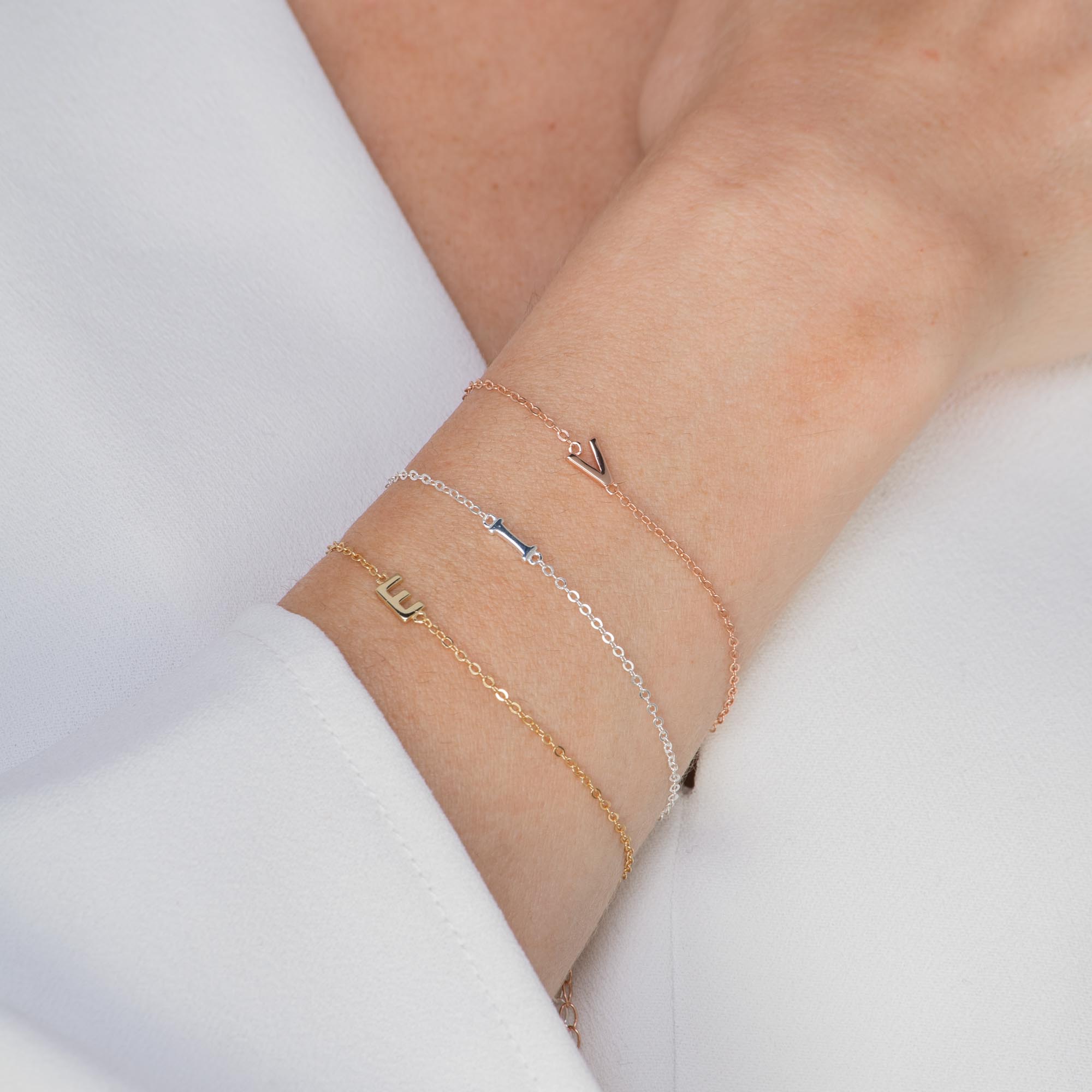 Sideways Single Initial Letter Bracelet - Camile & Stone
