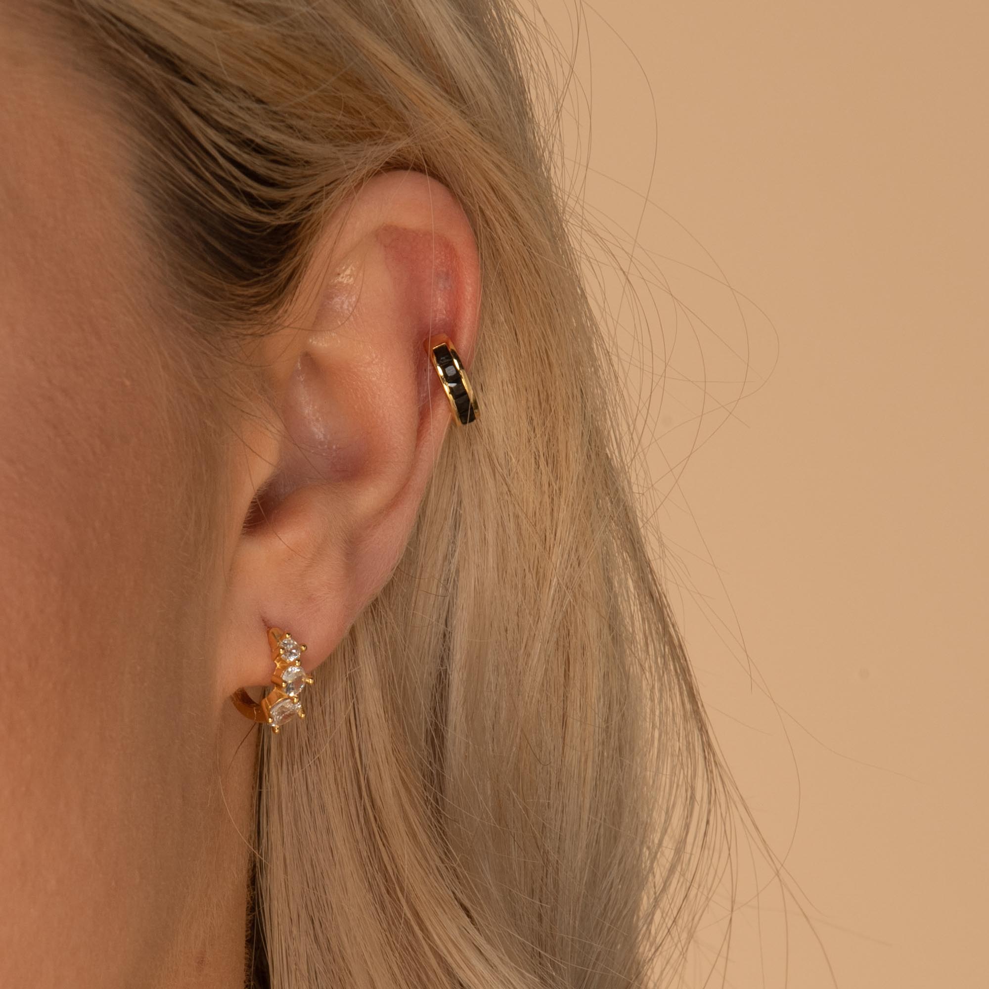Single Black Sapphire Ear Cuff - Camile & Stone