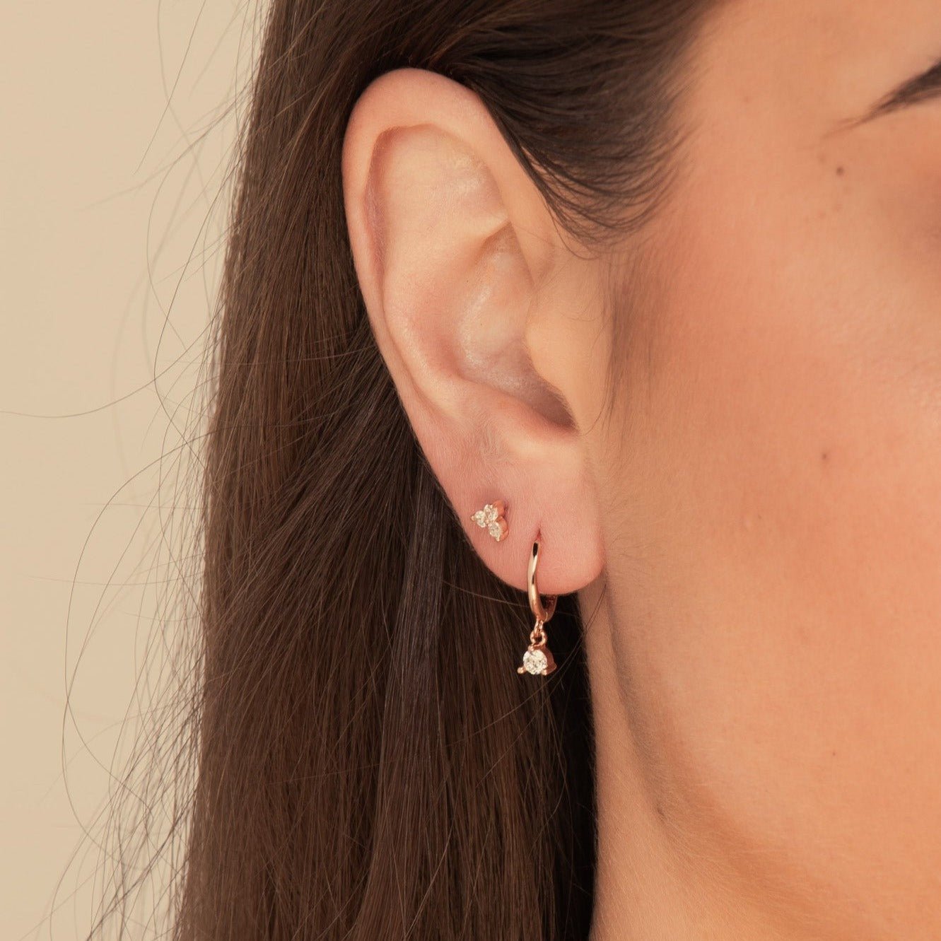 Solitaire Hoop Huggie Earrings - Camile & Stone