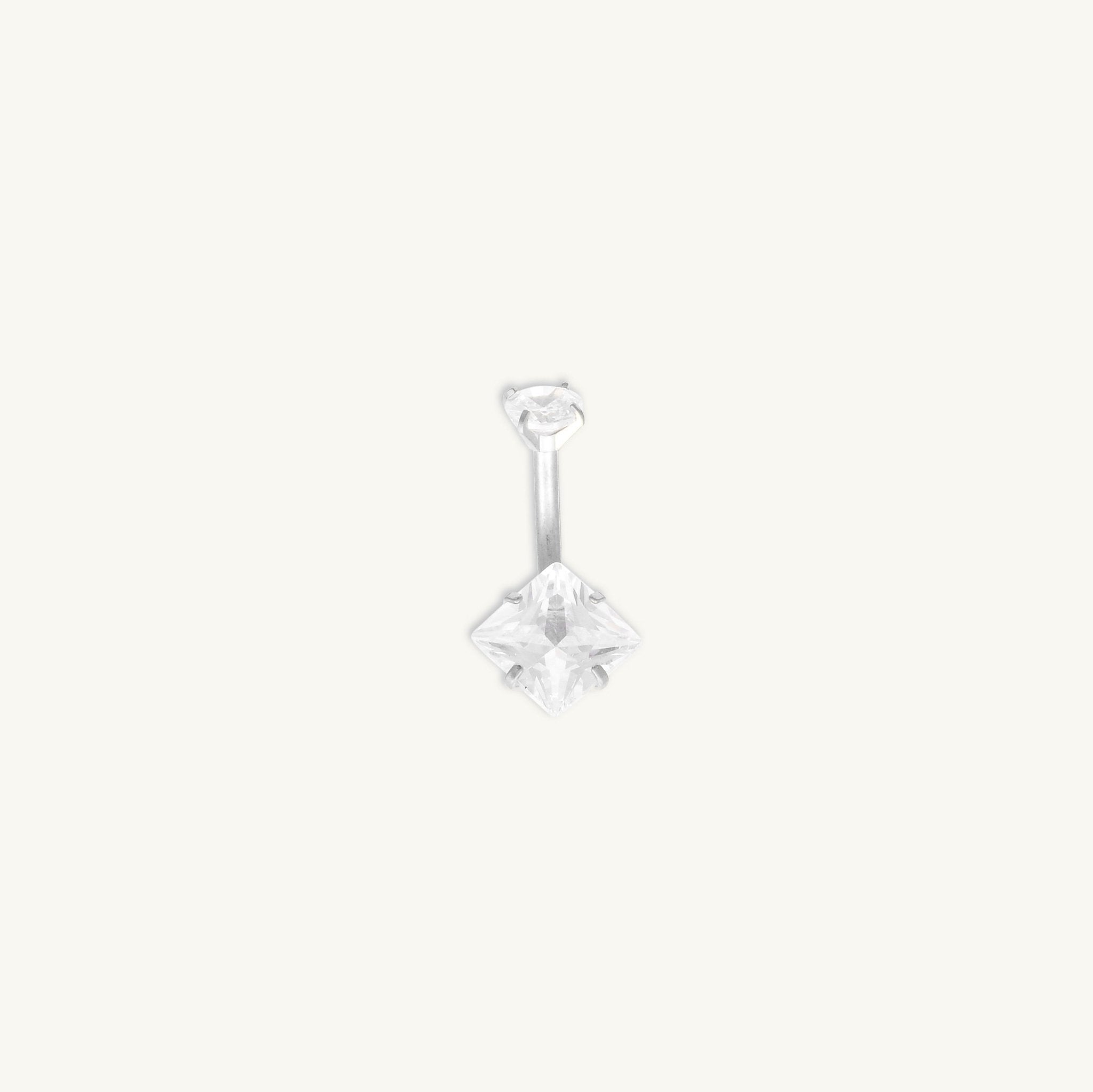 Square Sapphire Titanium Belly Ring - Camile & Stone