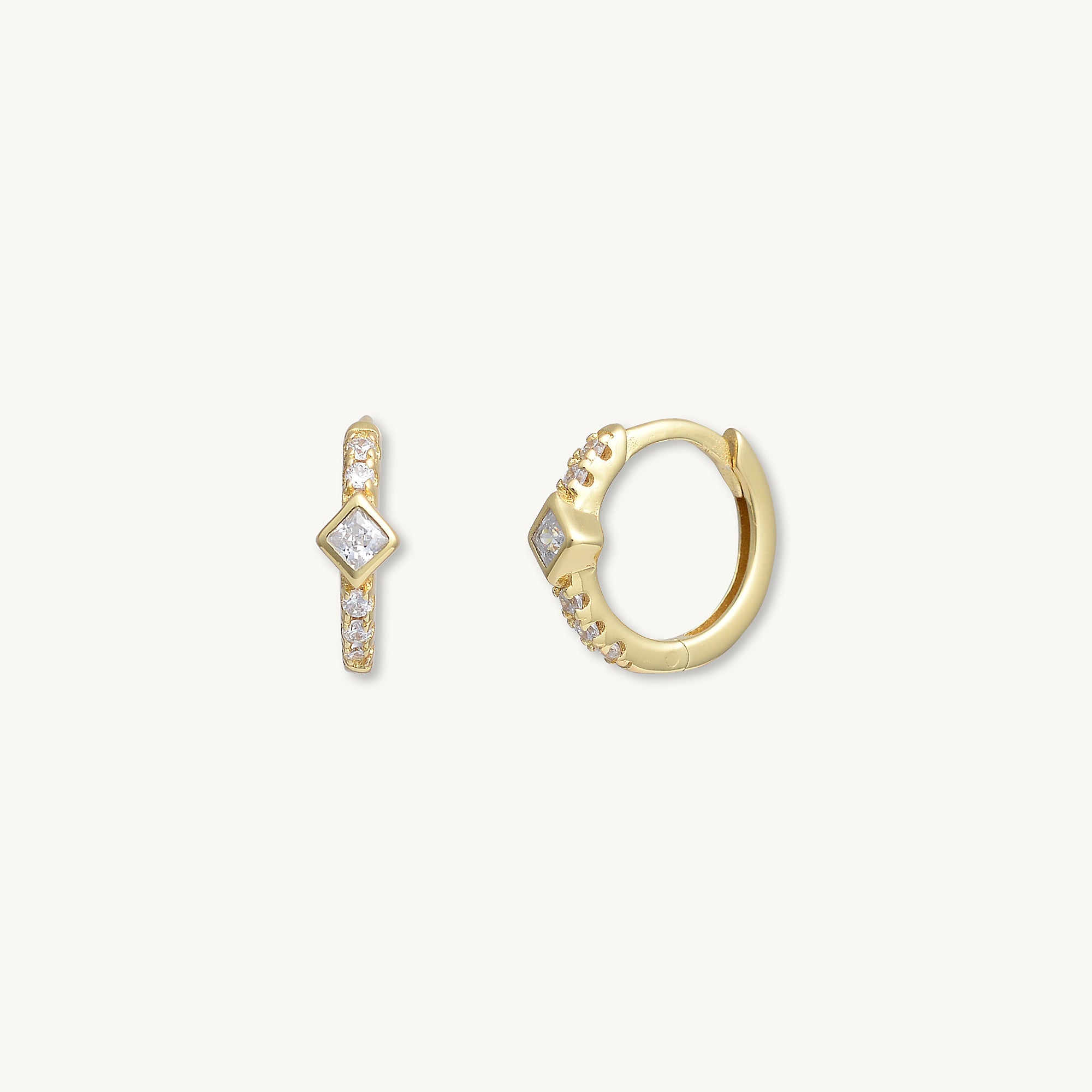 Square Zirconia Huggie Earrings - Camile & Stone