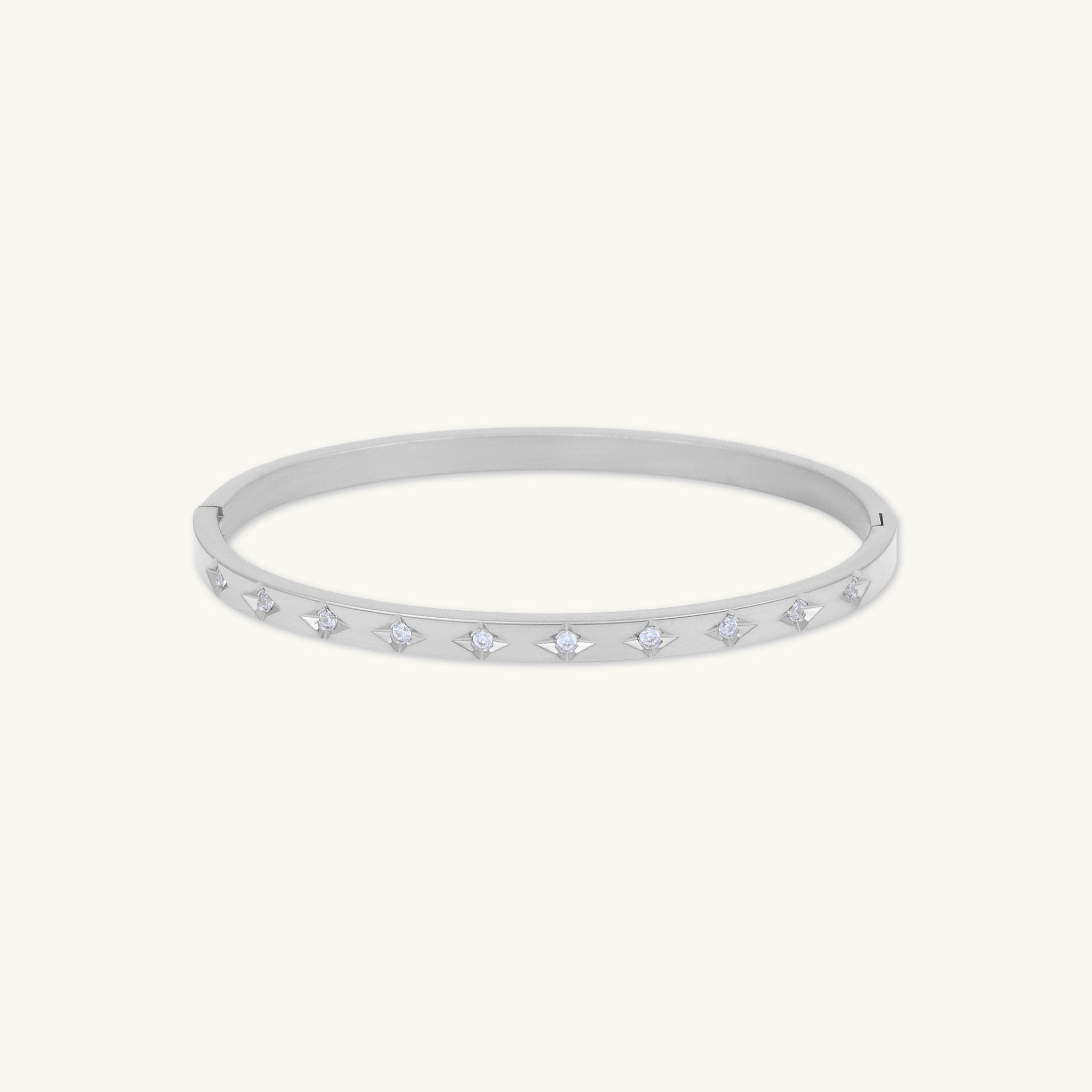 Starry Zirconia Hinged Bangle Bracelet - Camile & Stone