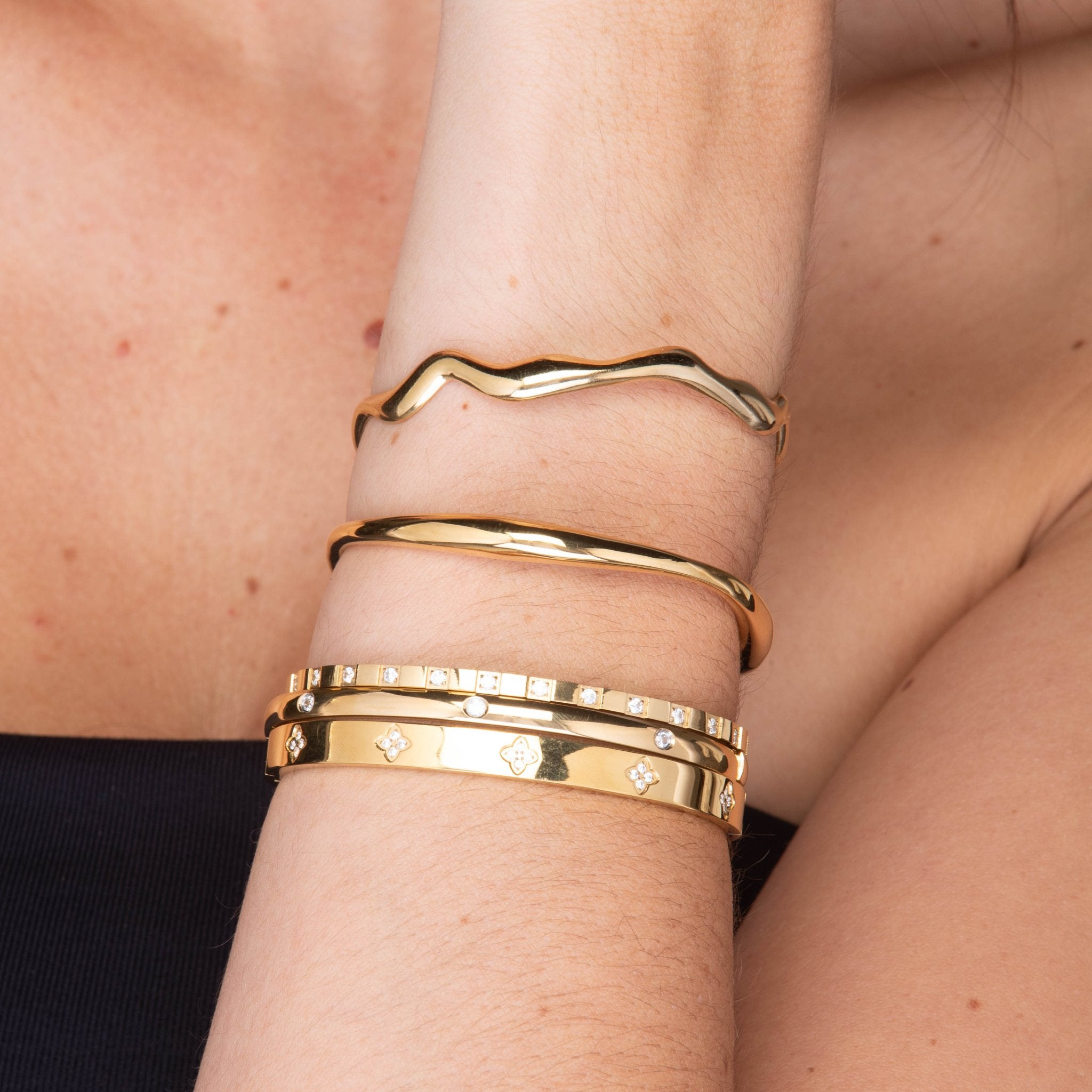 Swirl Open Cuff Bangle - Camile & Stone