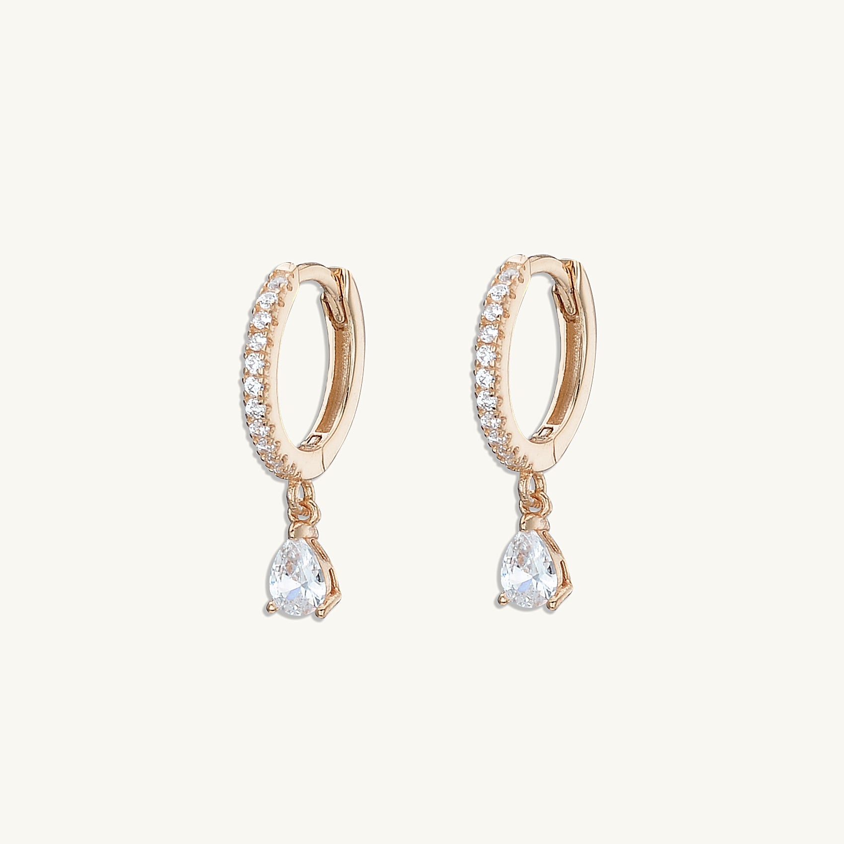 Teardrop Solitaire Hoop Earrings - Camile & Stone