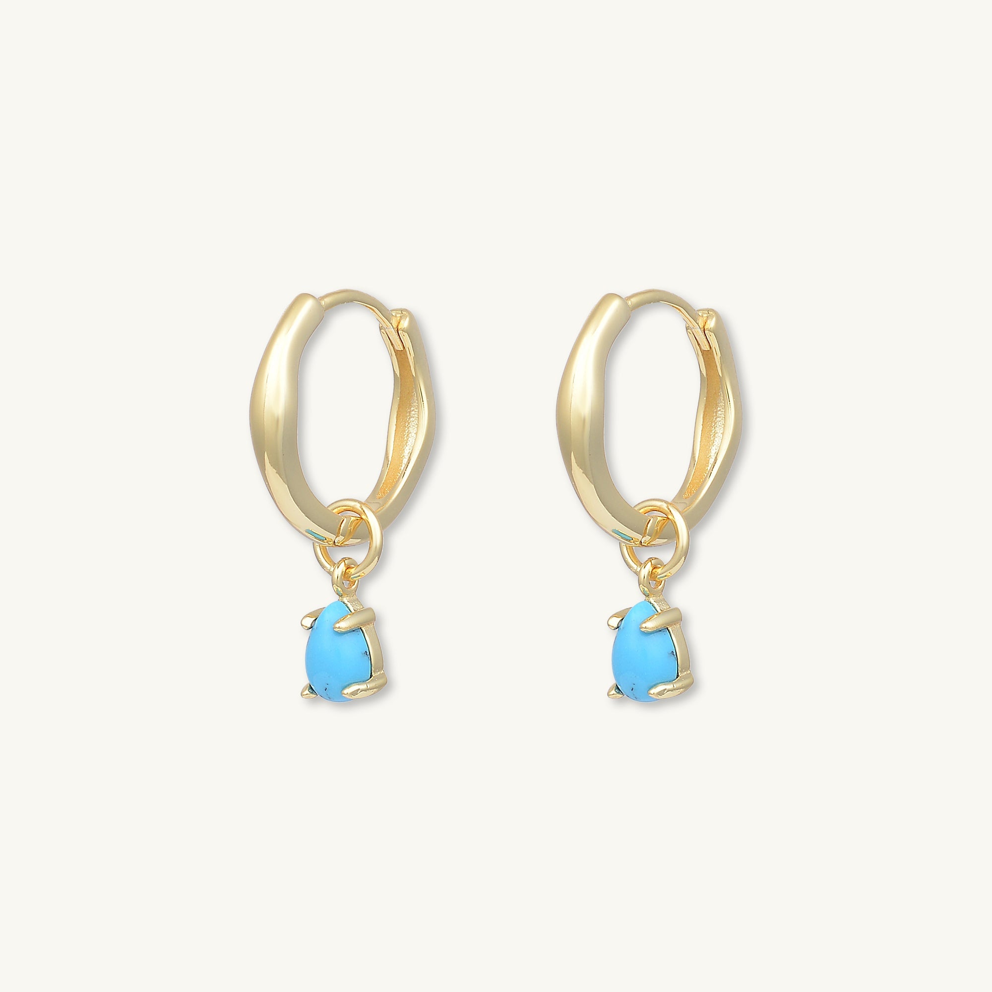 Teardrop Turquoise Huggie Earrings - Camile & Stone