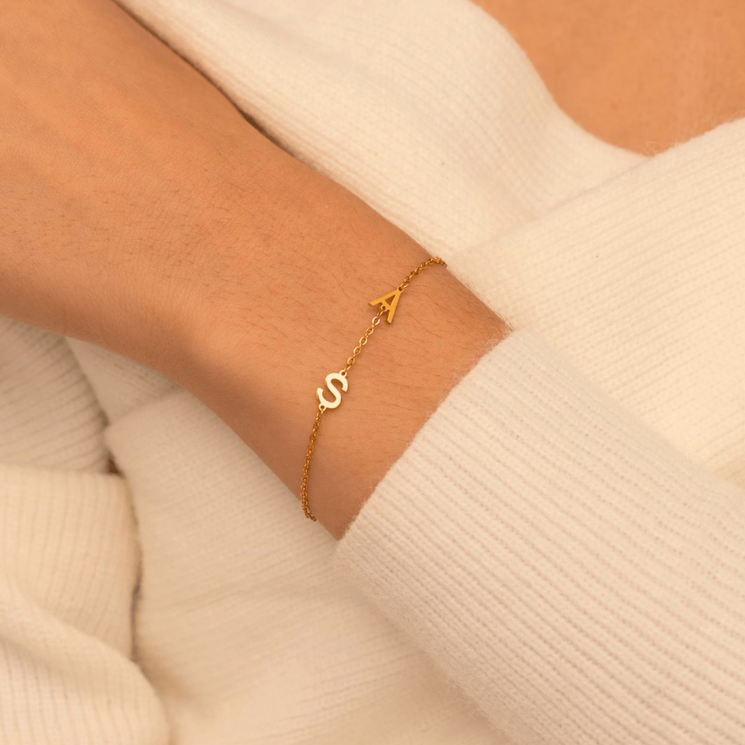 The Sideways Initial Letter Bracelet - Camile & Stone