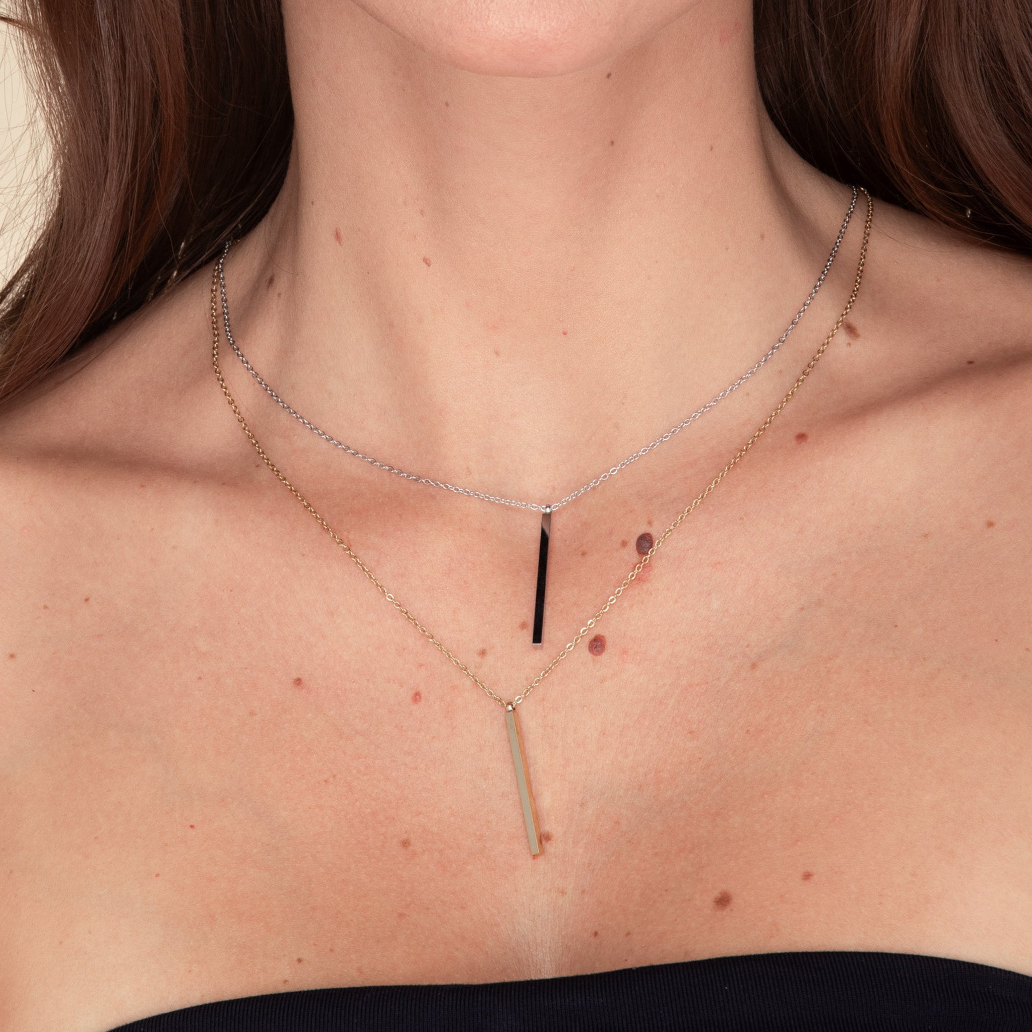 Thin Bar Drop Necklace - Camile & Stone
