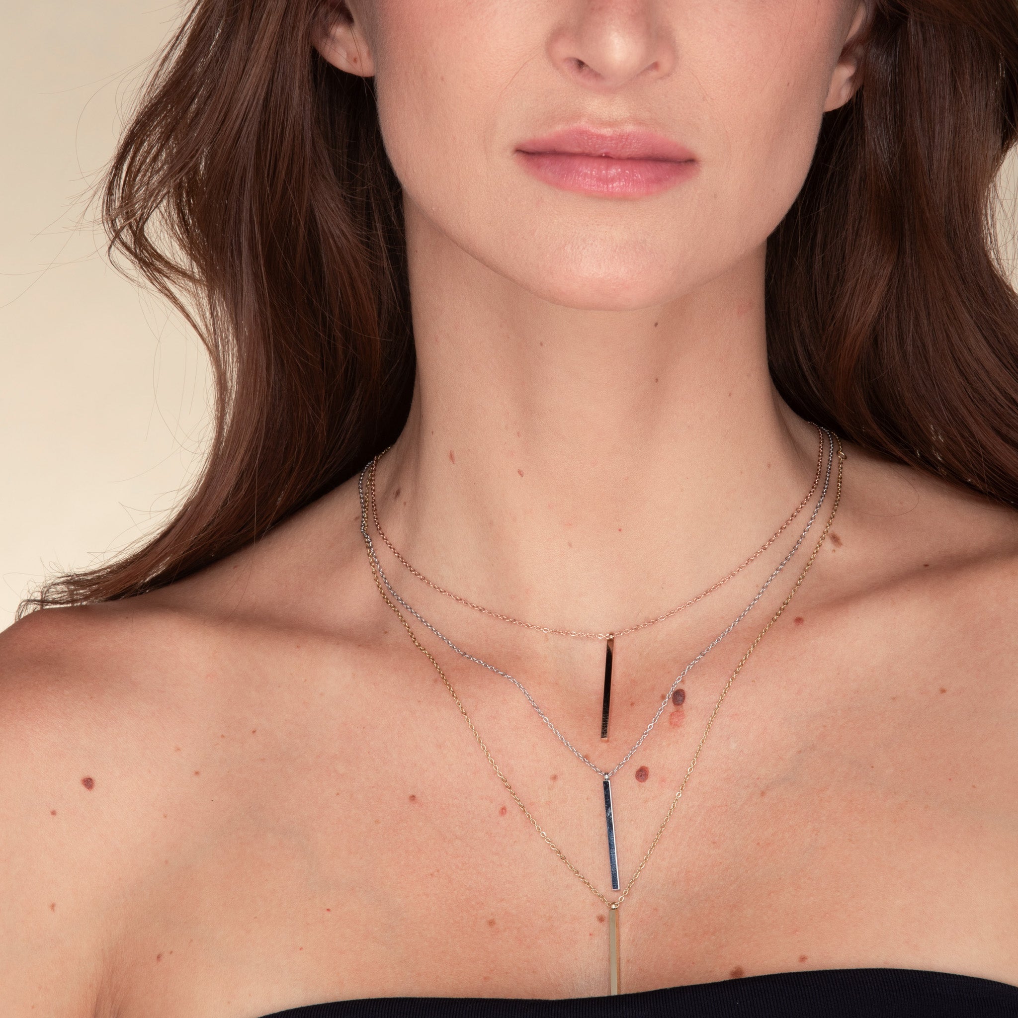 Thin Bar Drop Necklace - Camile & Stone