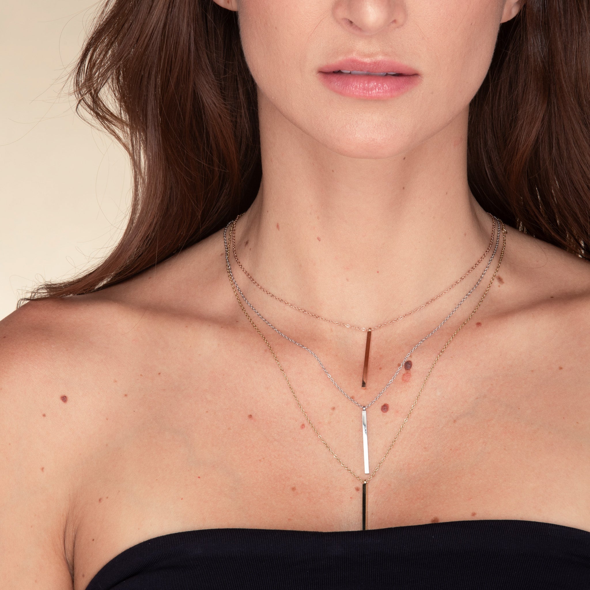 Thin Bar Drop Necklace - Camile & Stone