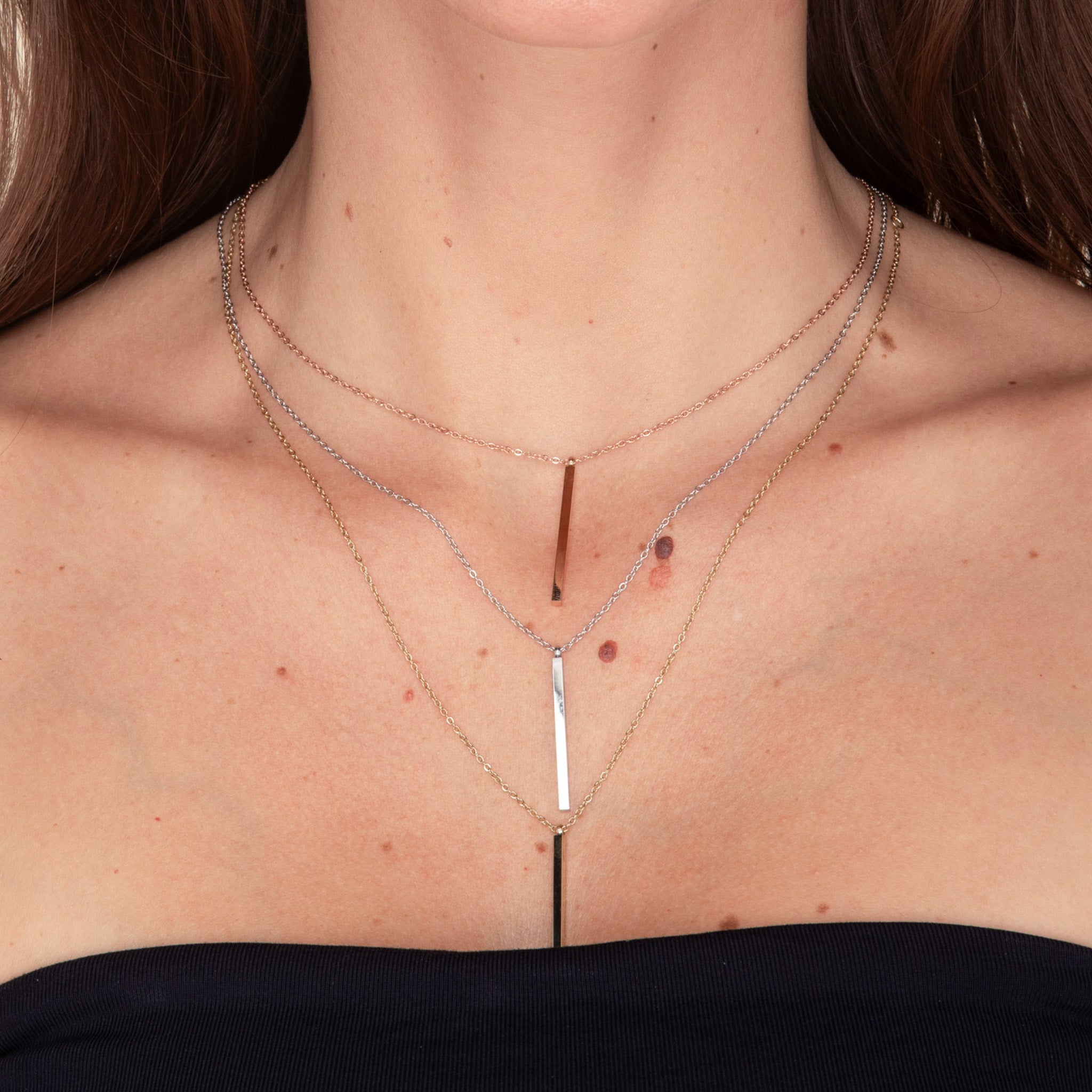 Thin Bar Drop Necklace - Camile & Stone