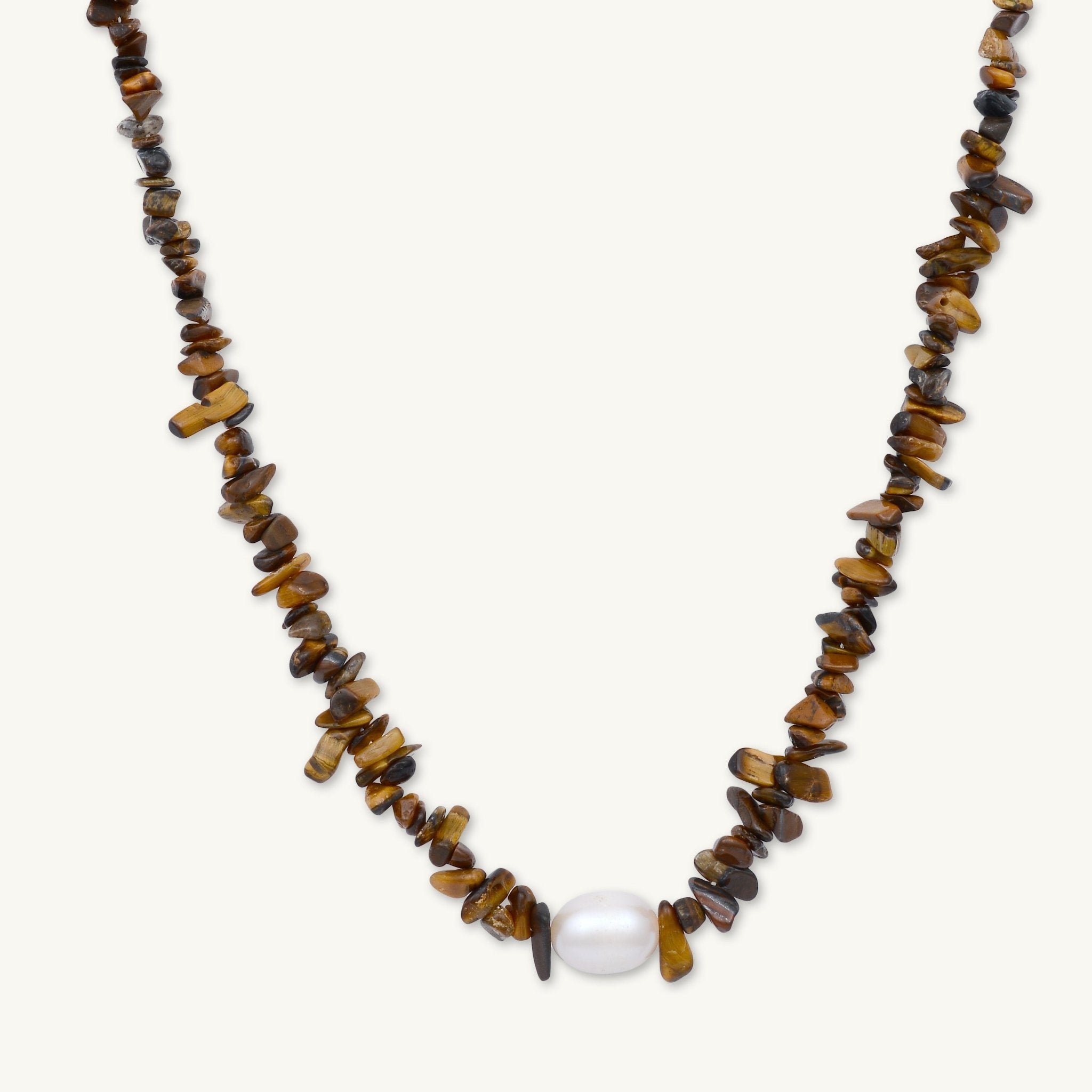 Tiger Eye Stone Pearl Necklace - Camile & Stone