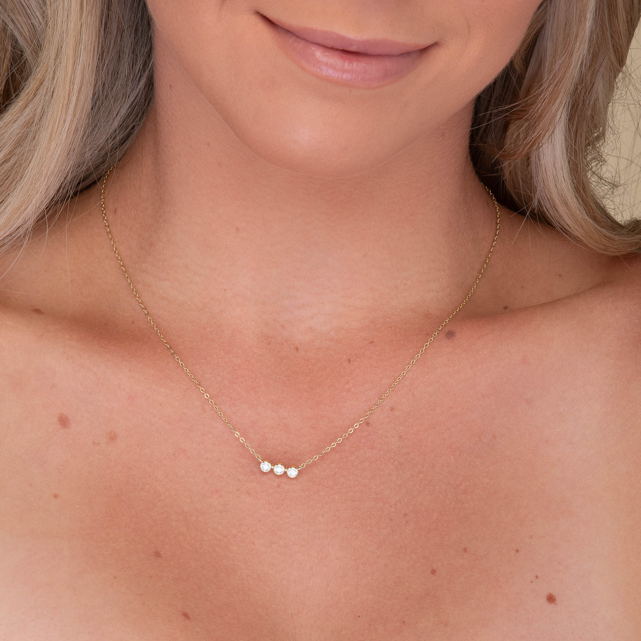 Trio Bezel Moissanite Necklace - Camile & Stone