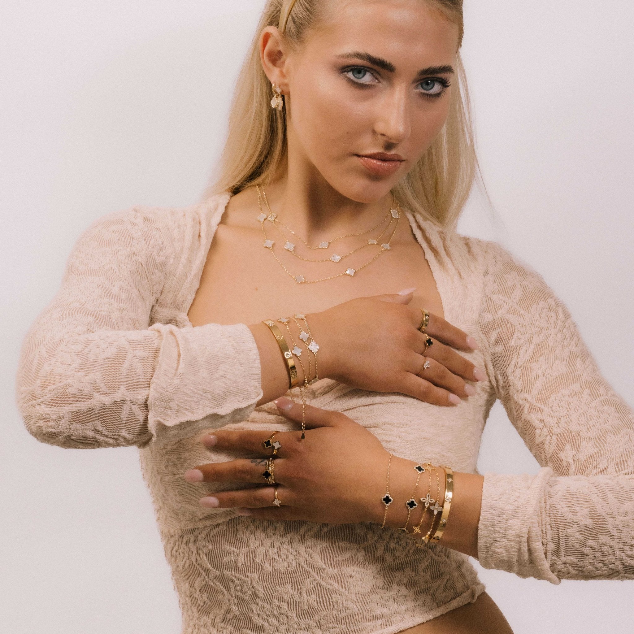 Trio Clover Marquise MOP Bracelet - Camile & Stone