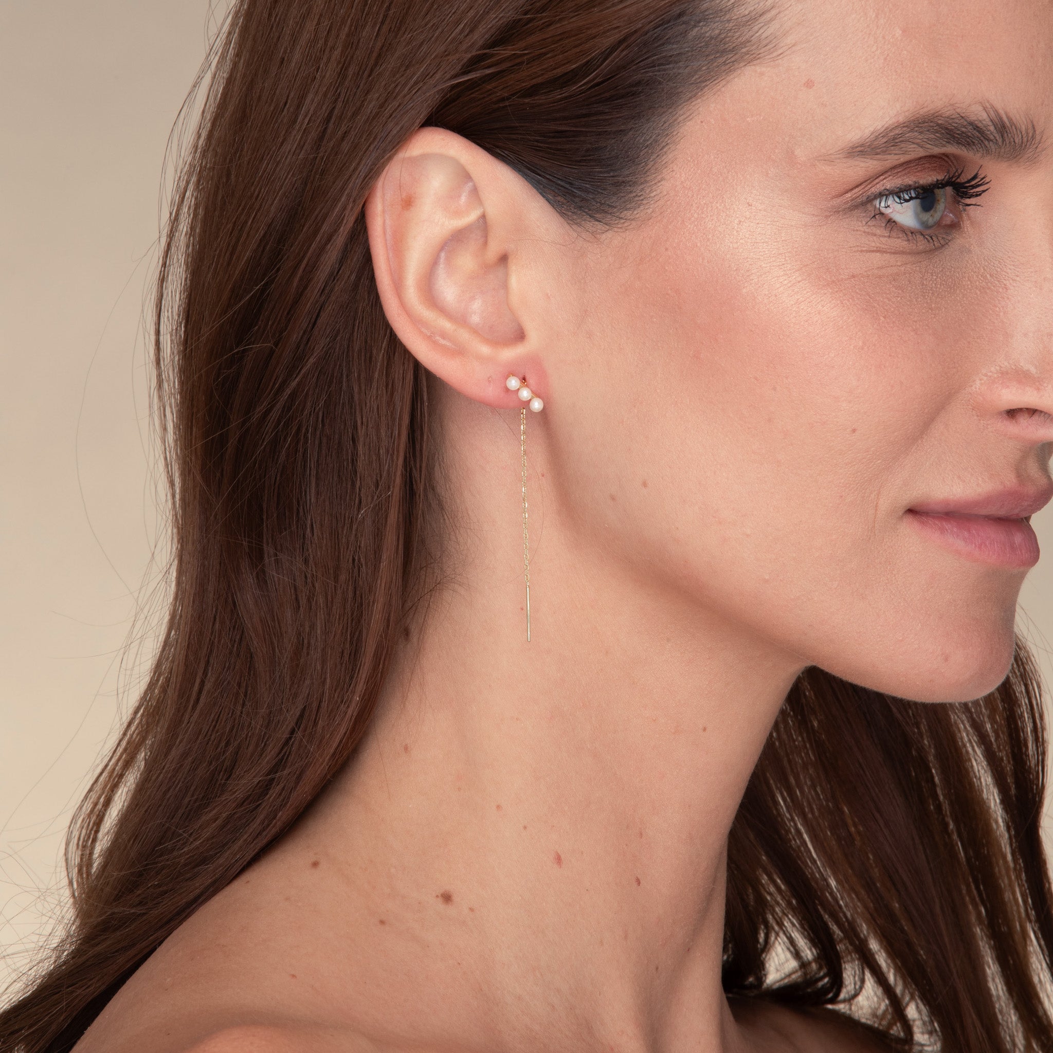 Trio Pearl Bar Threader Earrings - Camile & Stone