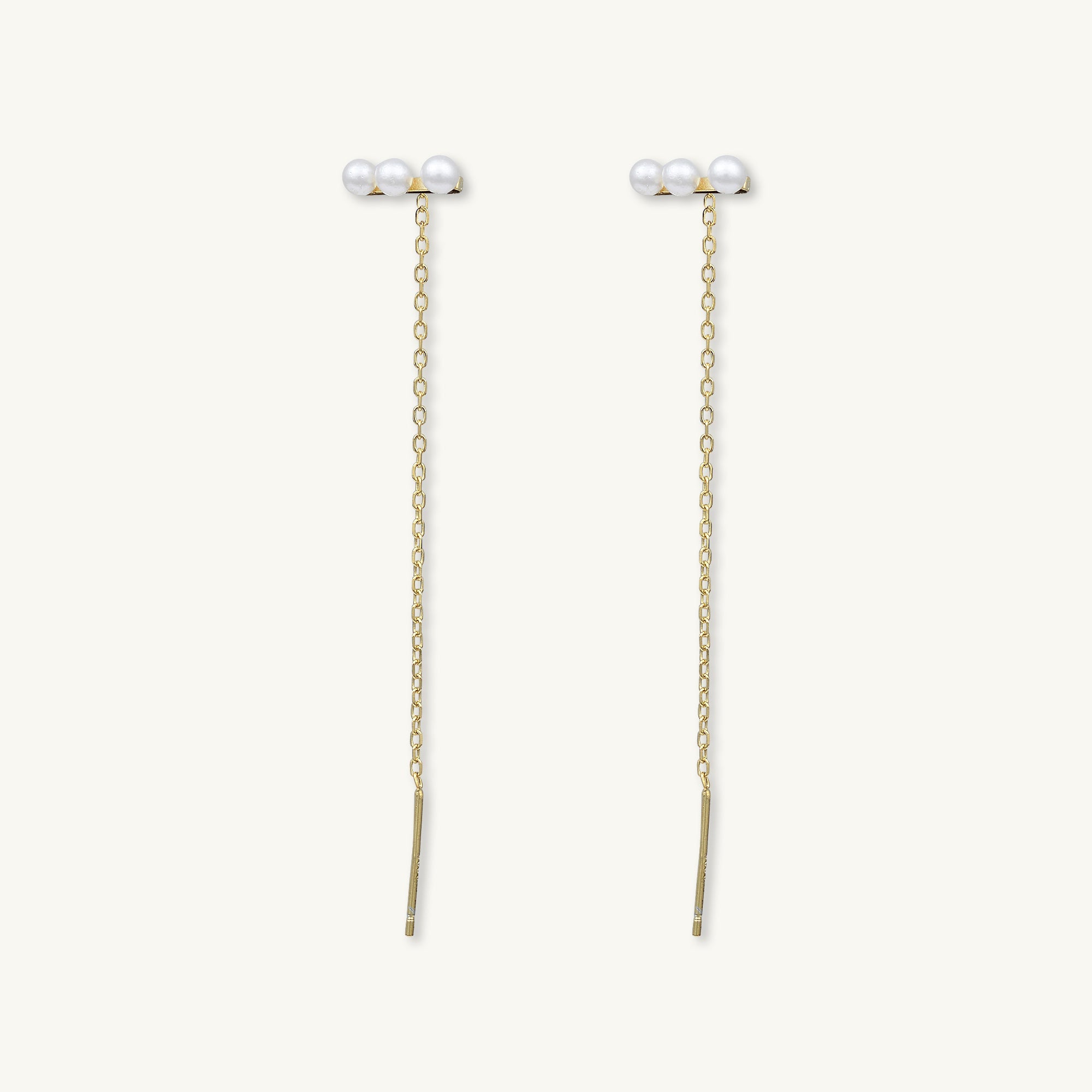 Trio Pearl Bar Threader Earrings - Camile & Stone
