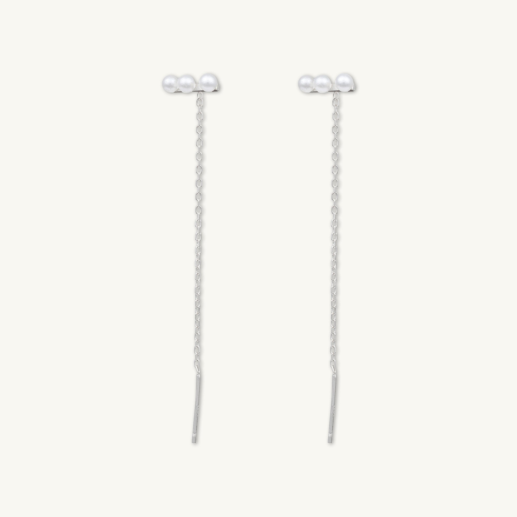 Trio Pearl Bar Threader Earrings - Camile & Stone