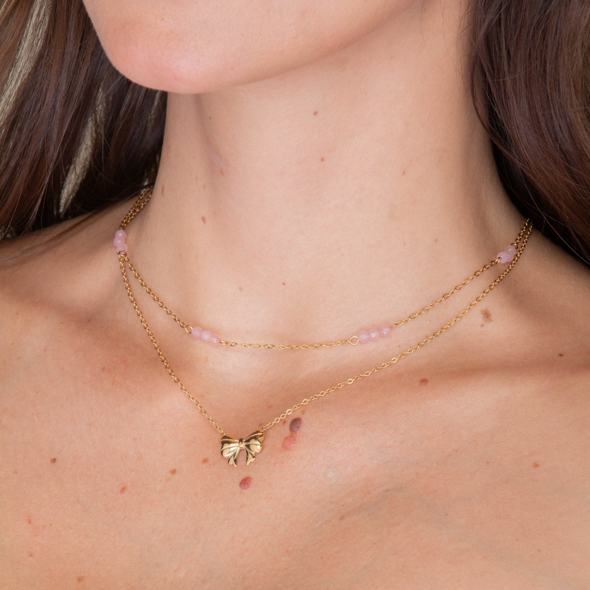 Trio Rose Quartz Satellite Chain Necklace - Camile & Stone