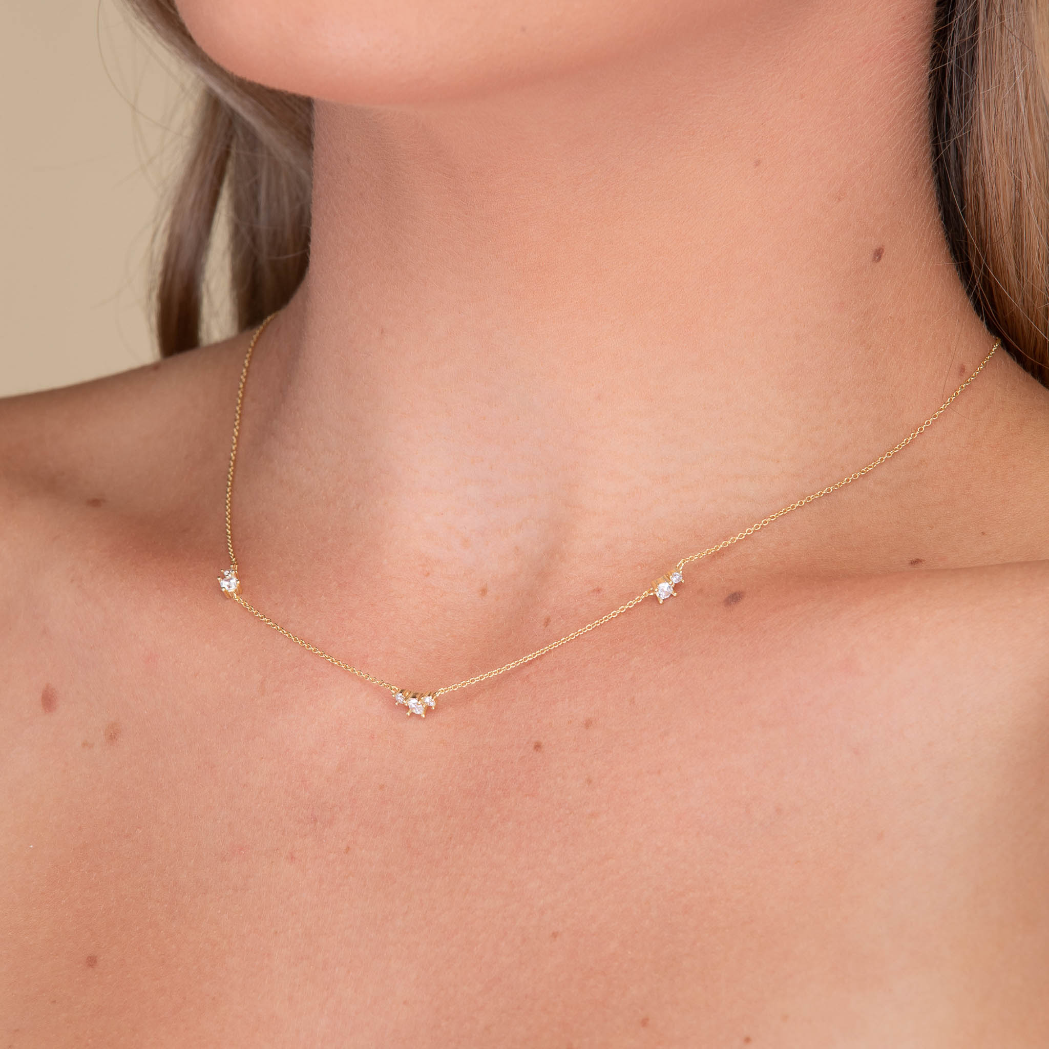 Trio Sapphire Station Chain Necklace - Camile & Stone