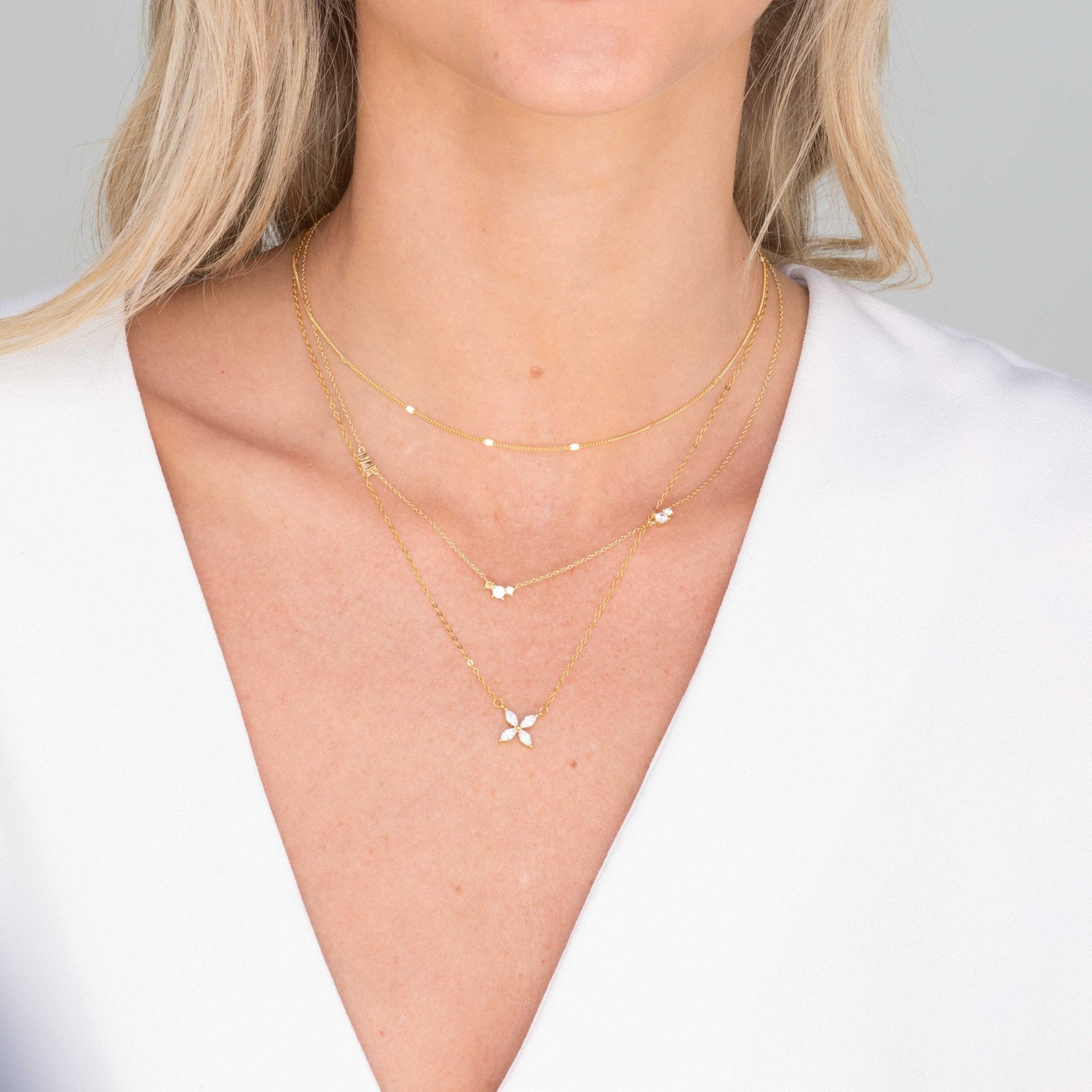 Trio Sapphire Station Chain Necklace - Camile & Stone
