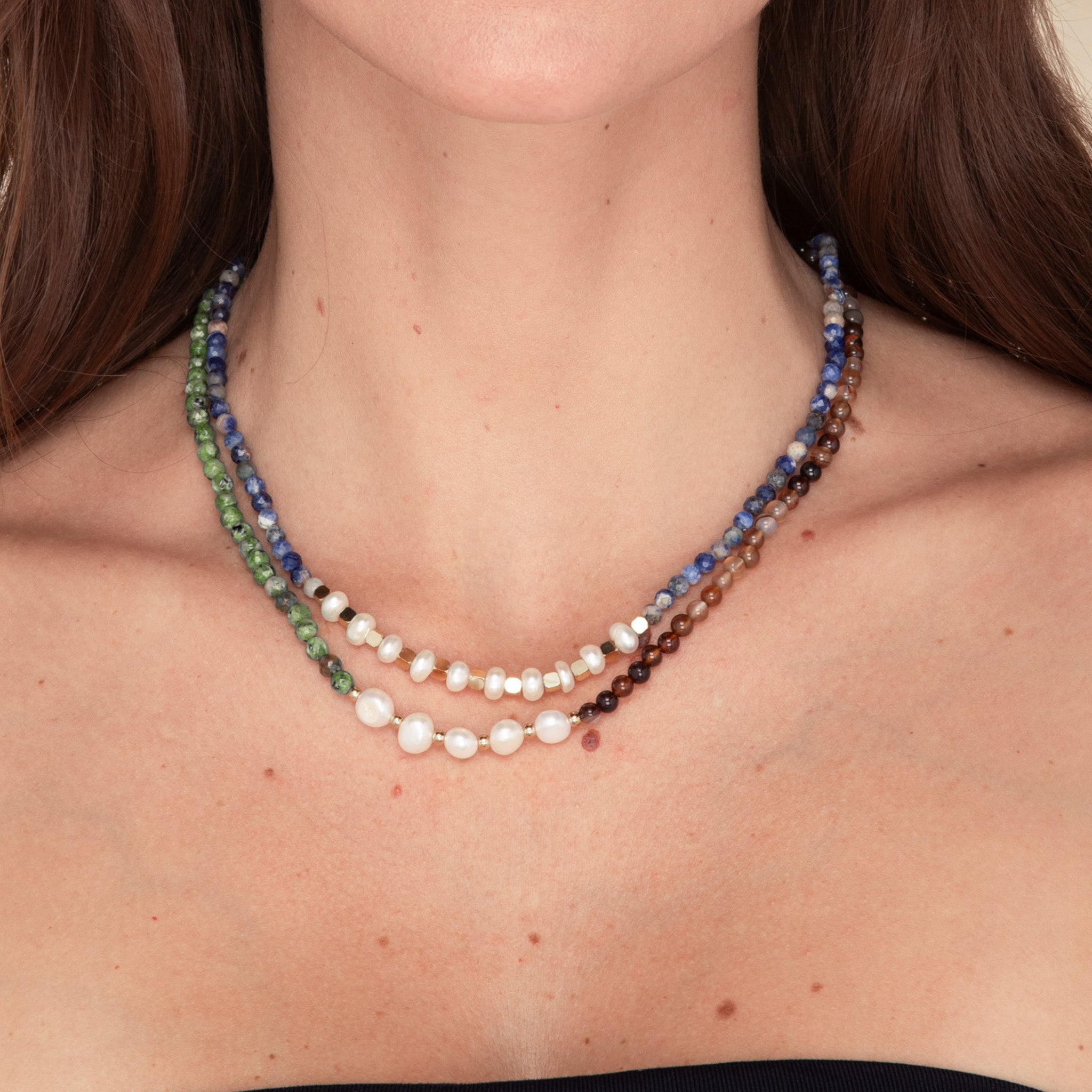 Turquoise Stone Pearl Necklace - Camile & Stone