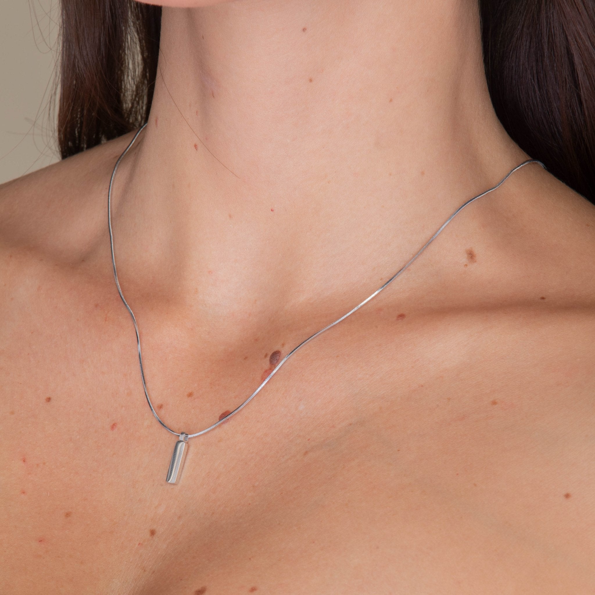 Unisex Small Dog Tag Snake Chain Necklace - Camile & Stone