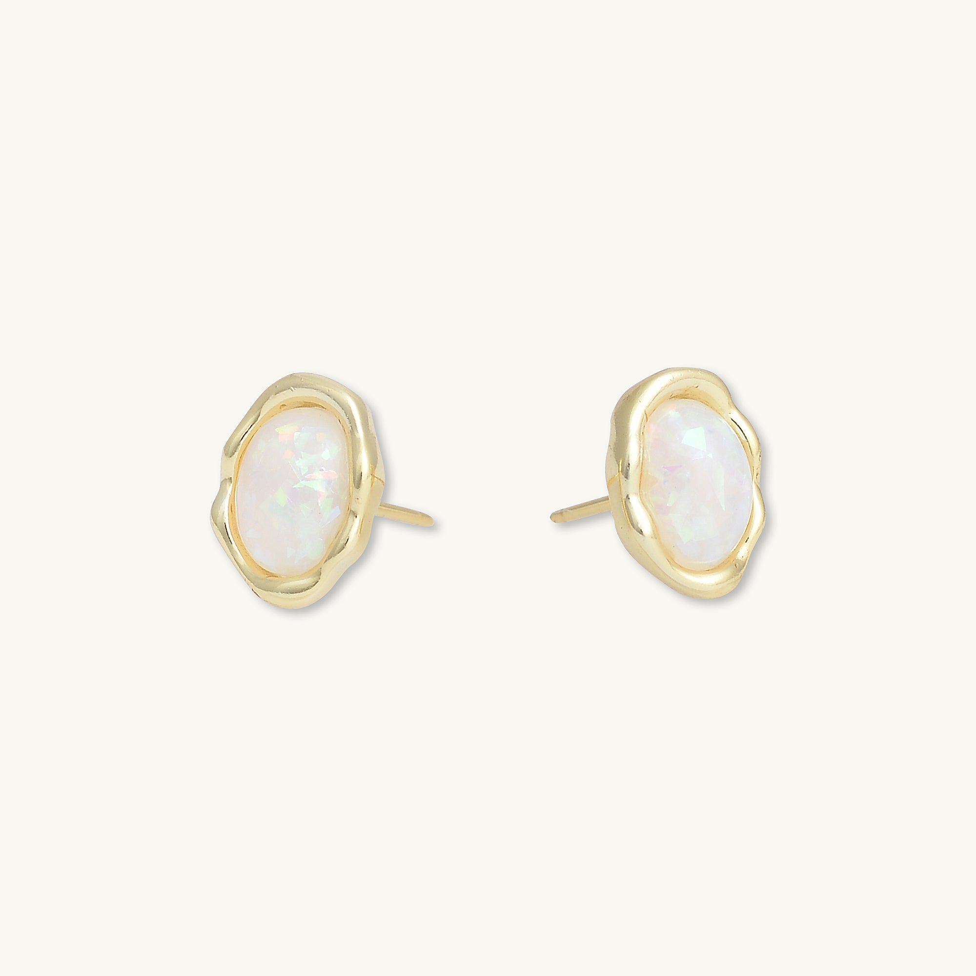Vintage Oval Opal Stud Earrings - Camile & Stone