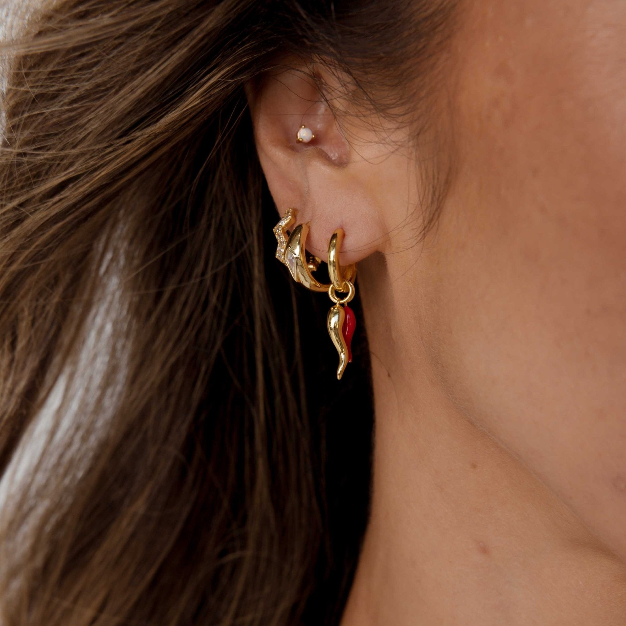 Zig Zag Sapphire Huggie Earrings - Camile & Stone