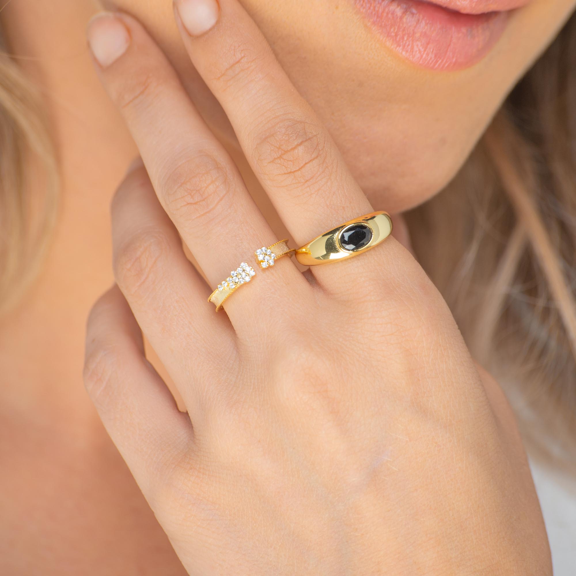 Onyx Signet Dome Open Ring