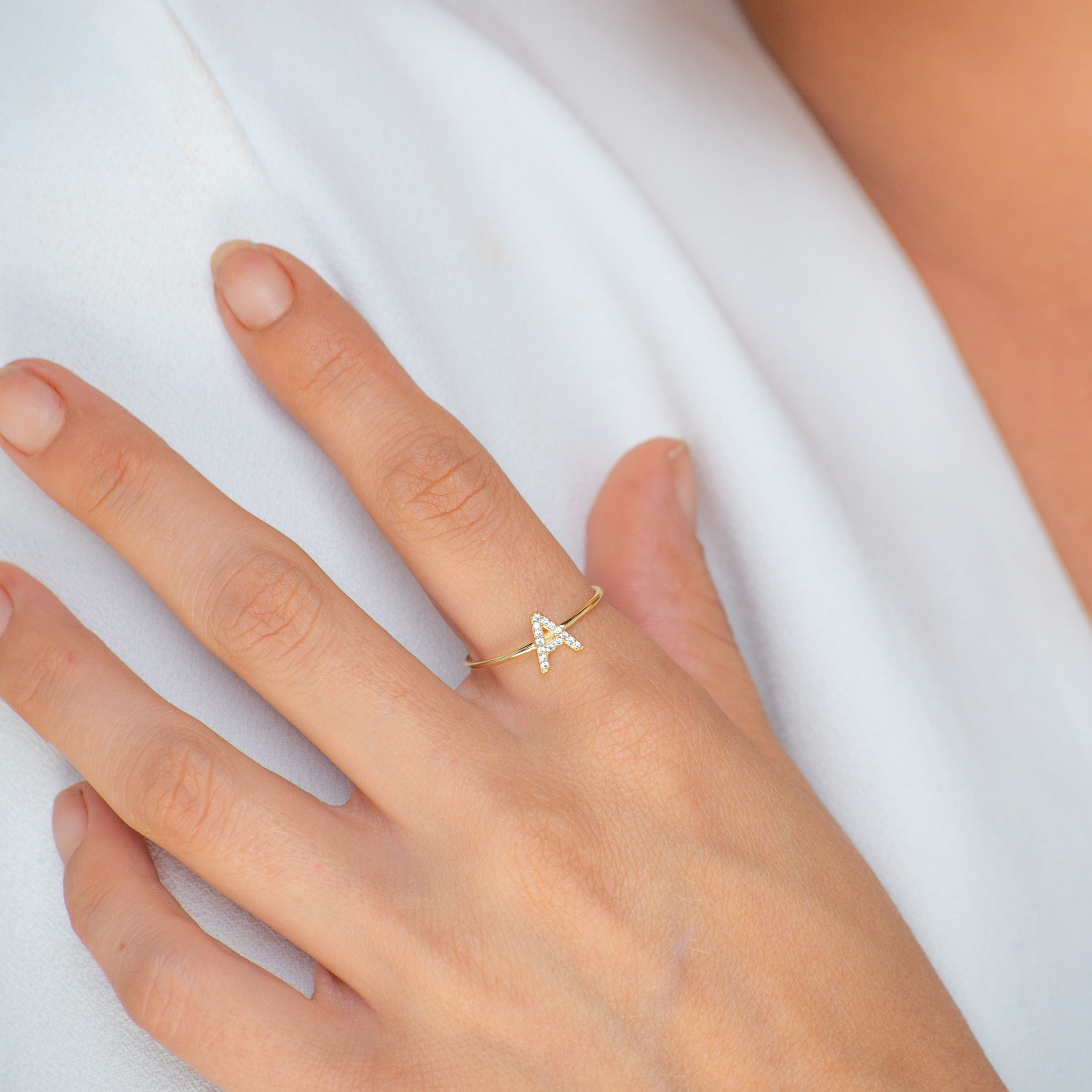 Sapphire Initial Letter Ring