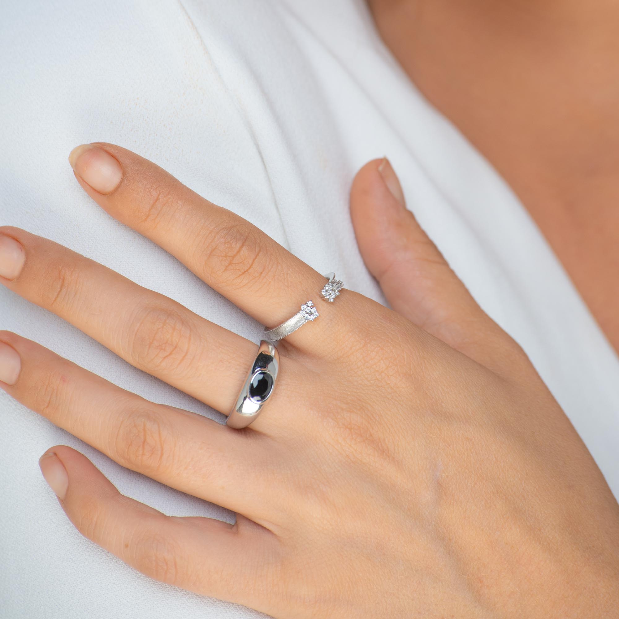 Onyx Signet Dome Open Ring