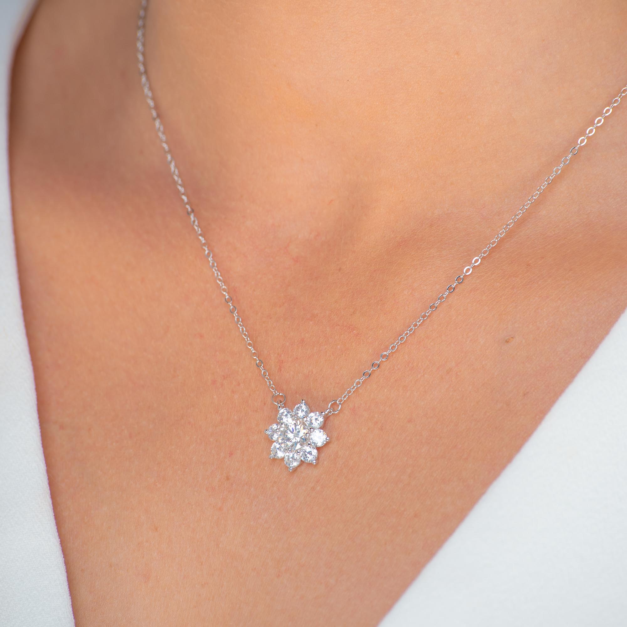 Sunflower Solitaire Moissanite Necklace 1 Carat