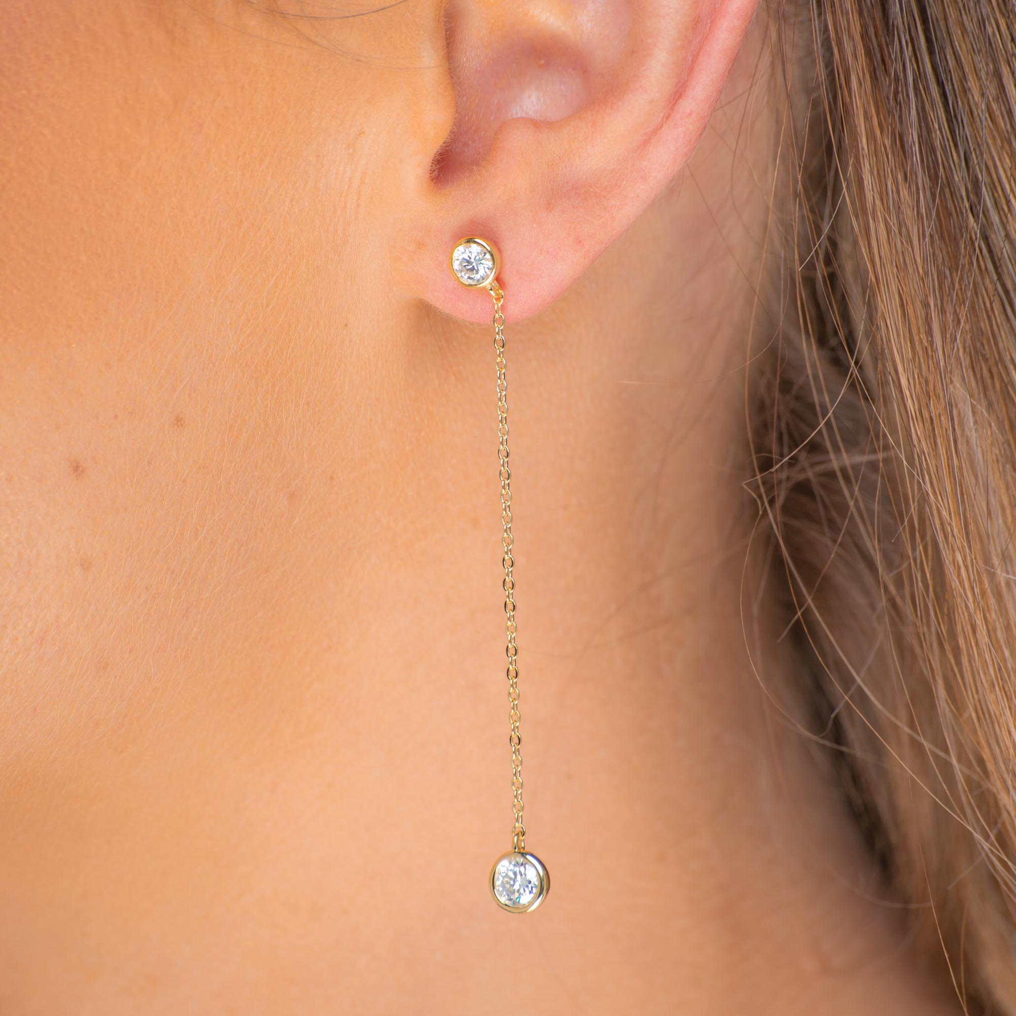 Twin Dangle Solitaire Moissanite Stud Earrings 1.6 Carat