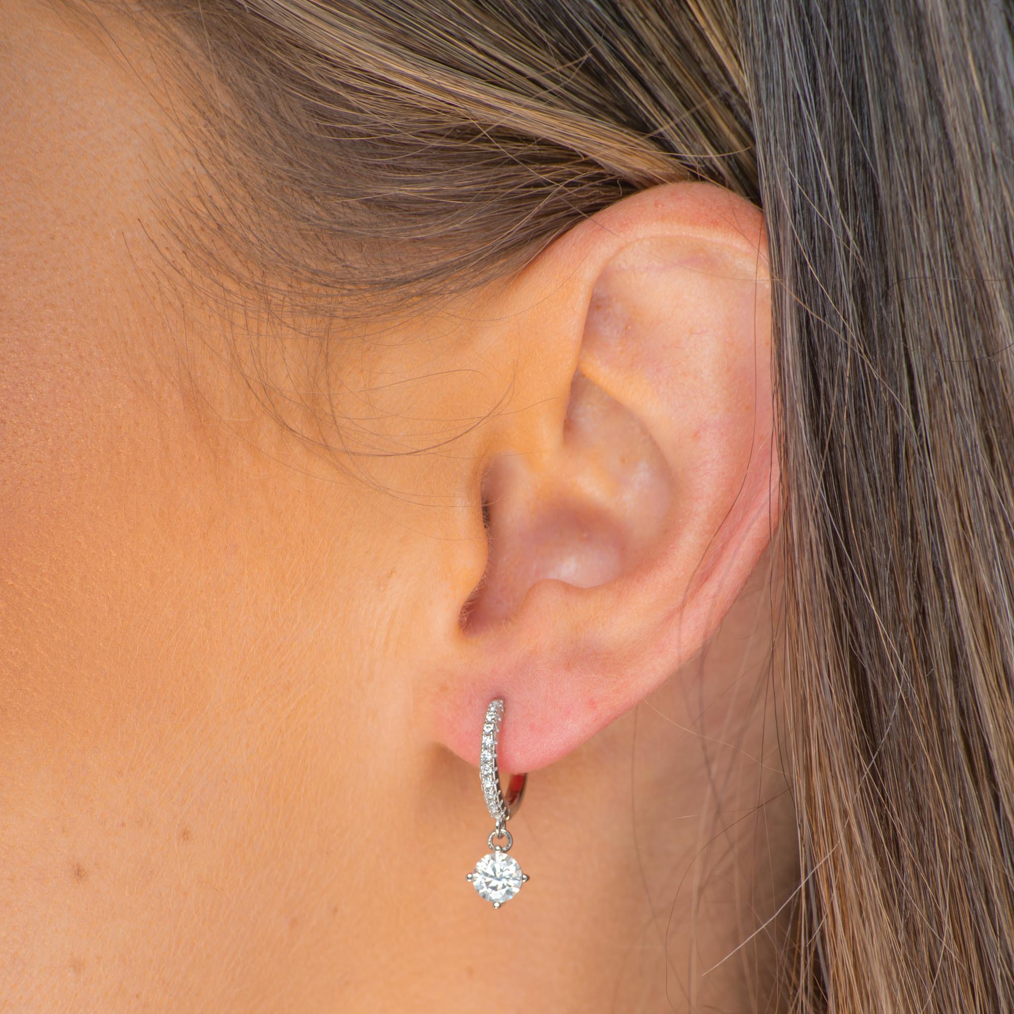 Classic Round Cut Moissanite Hoop Huggie Earrings 0.5 Carat