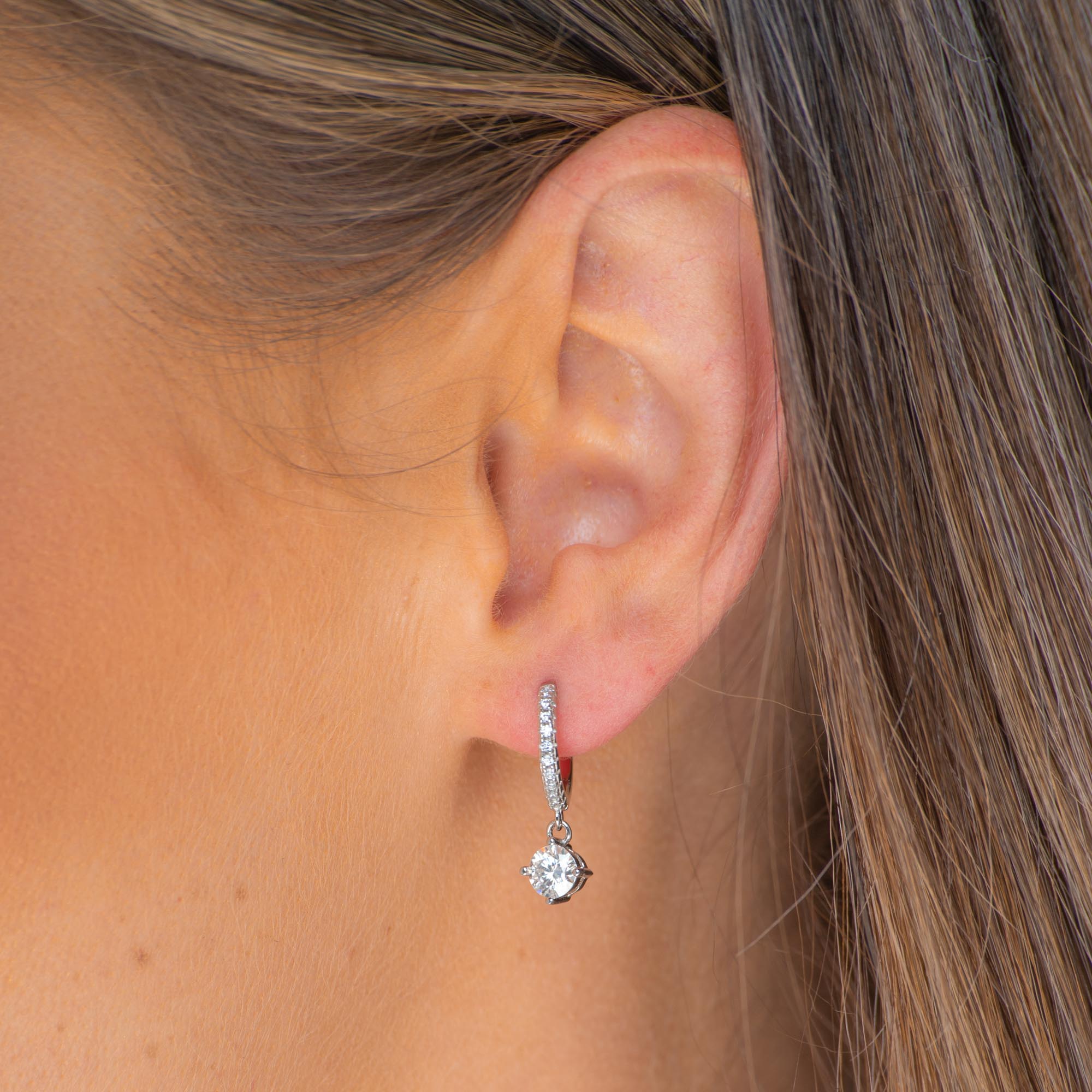 Classic Round Cut Moissanite Hoop Huggie Earrings 0.5 Carat