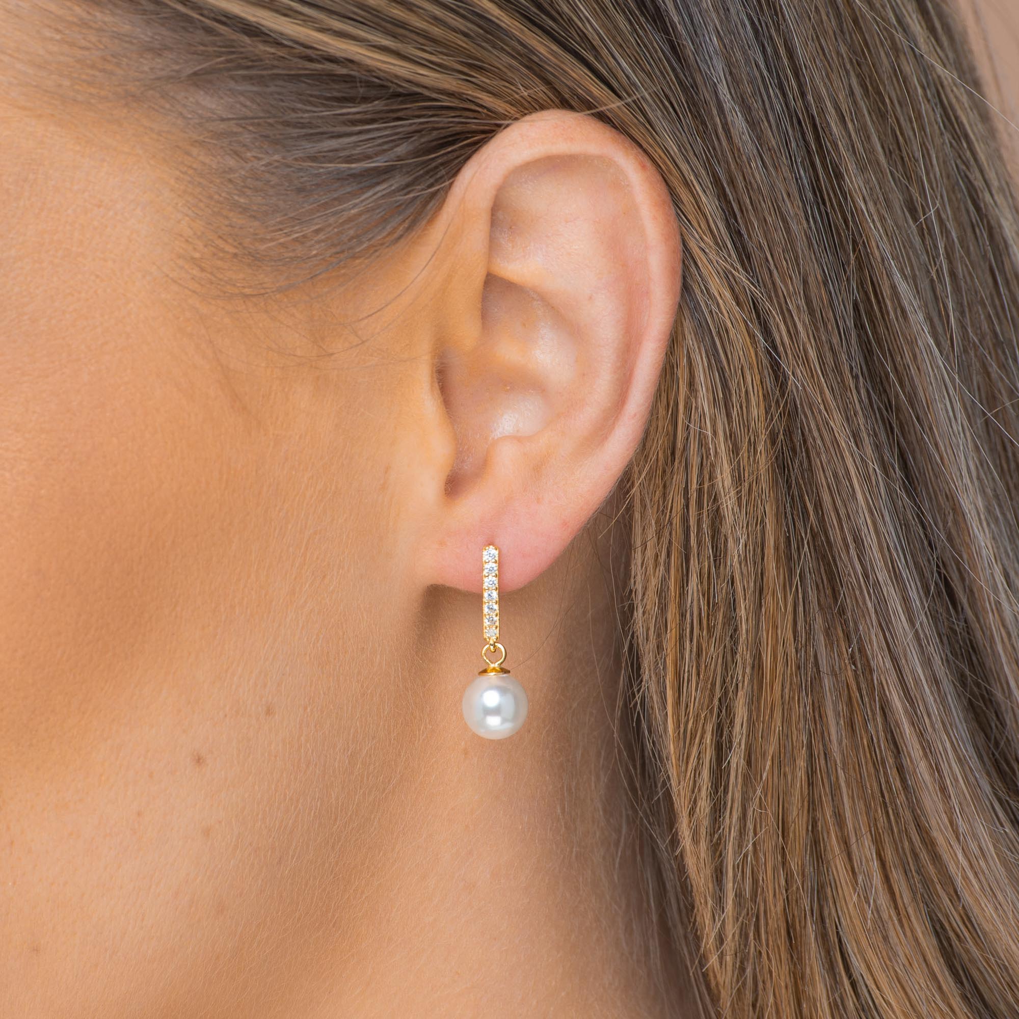 Pearl Linear Sapphire Earrings