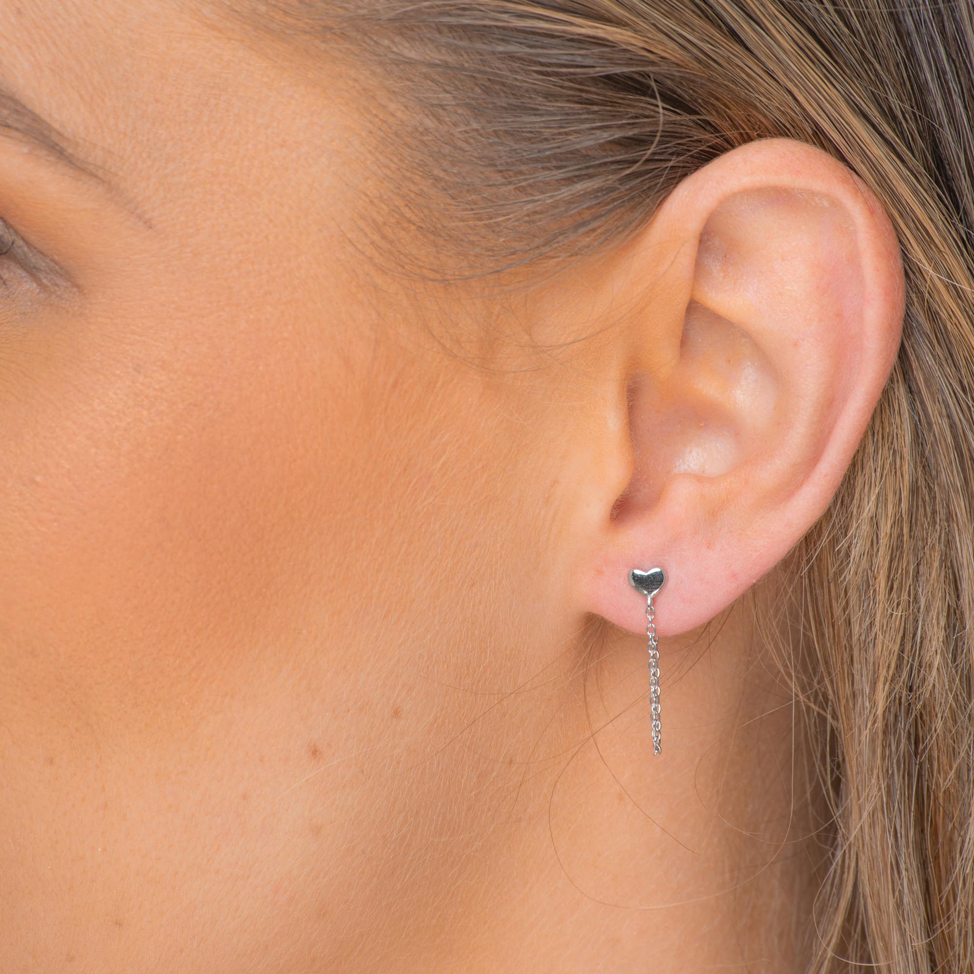 Heart Dangle Chain Earrings