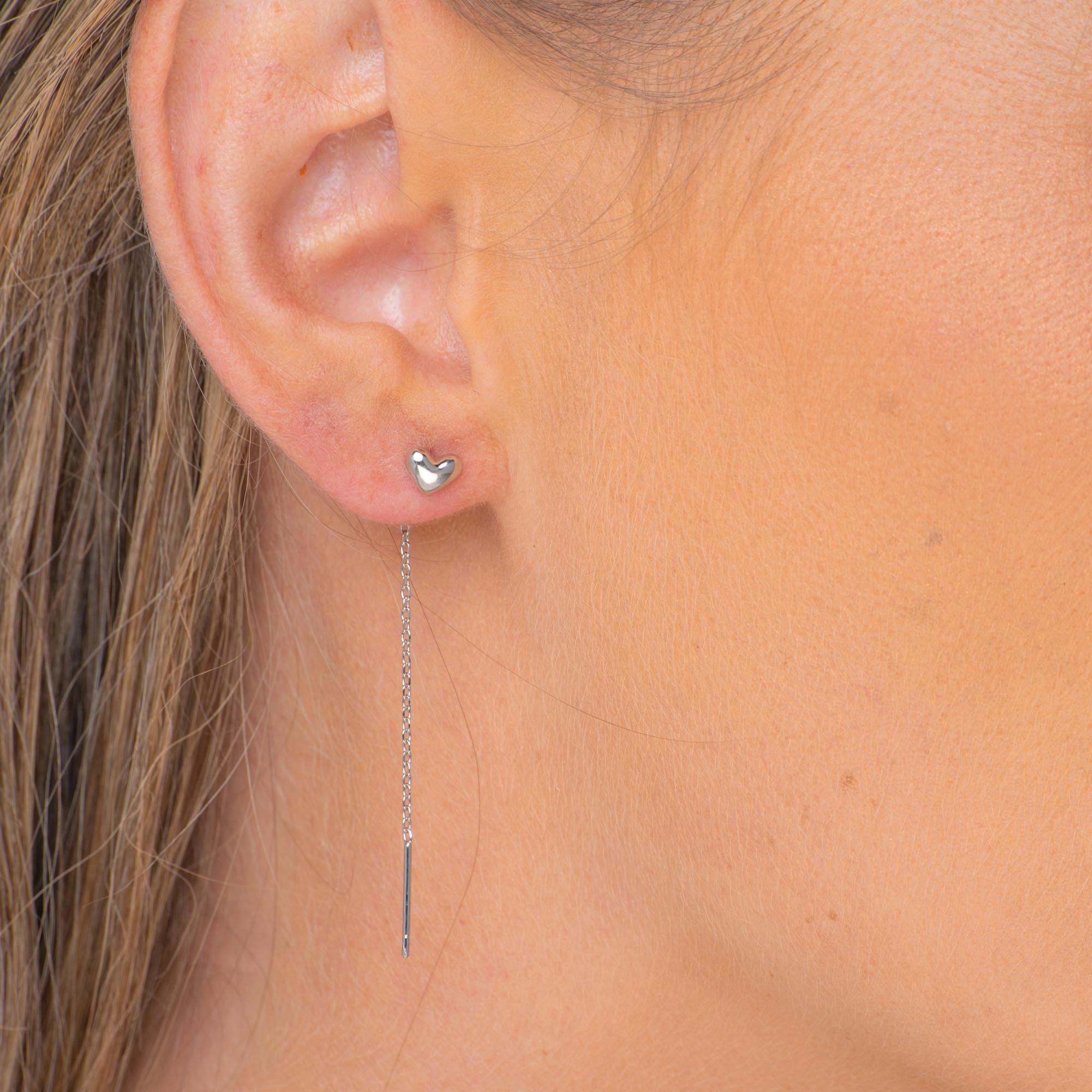 Heart Threader Chain Earrings