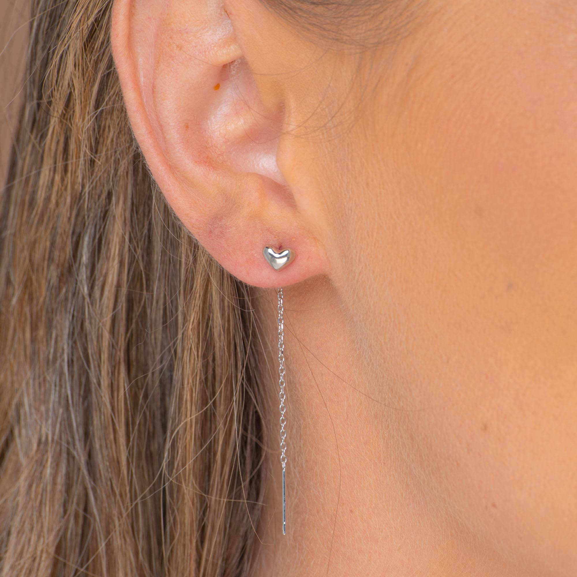 Heart Threader Chain Earrings